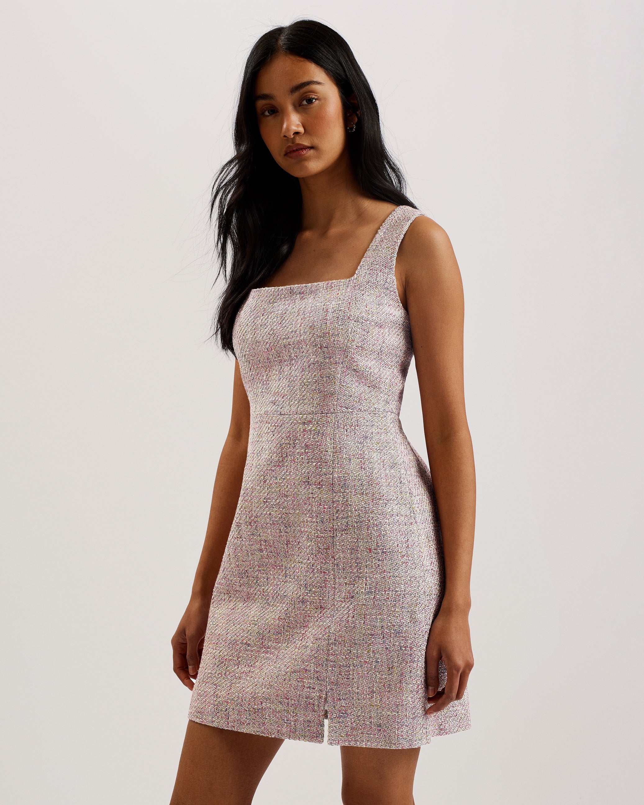 Constre Tailored Boucle Mini Dress With Slit Ivory