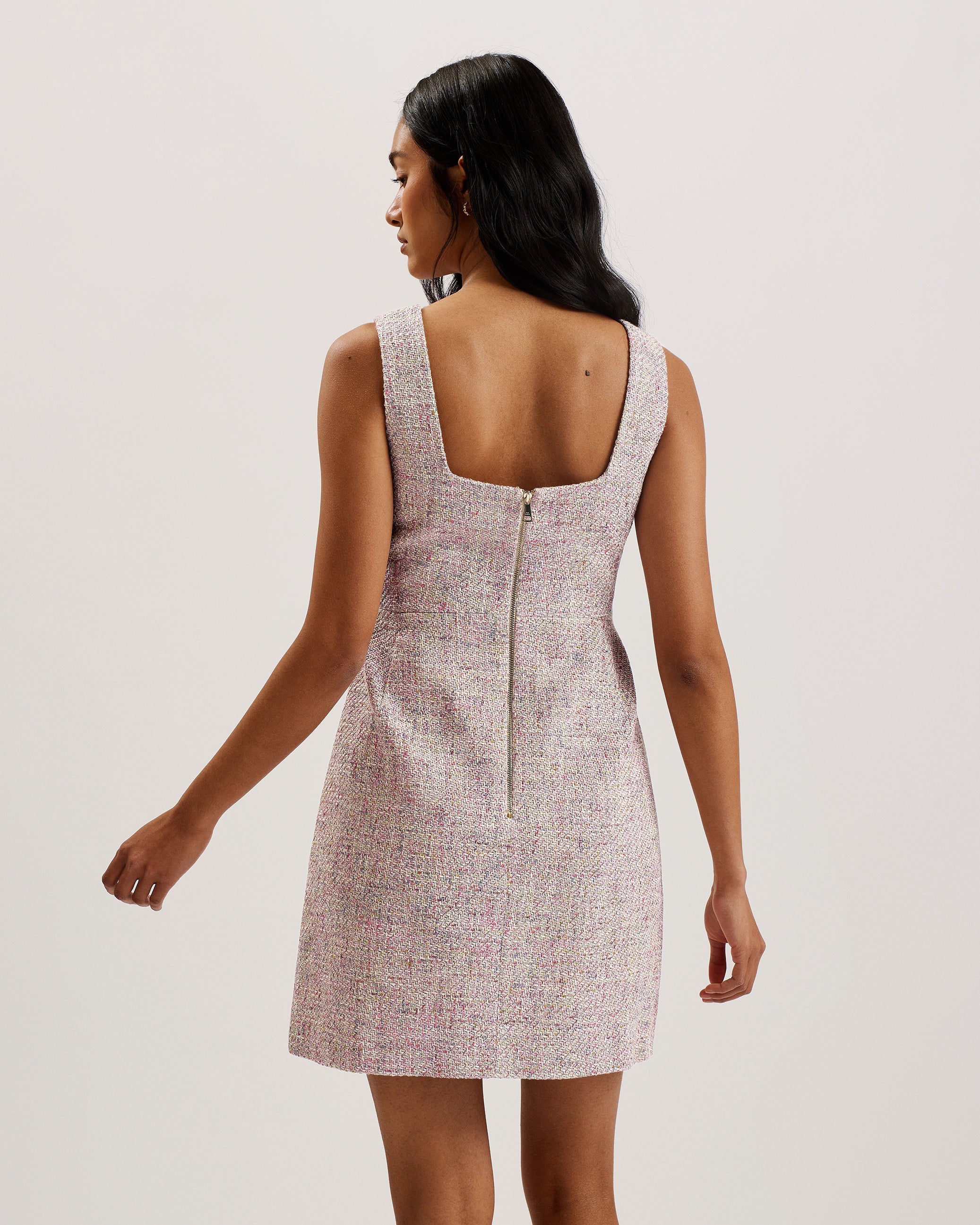 Constre Tailored Boucle Mini Dress With Slit Ivory