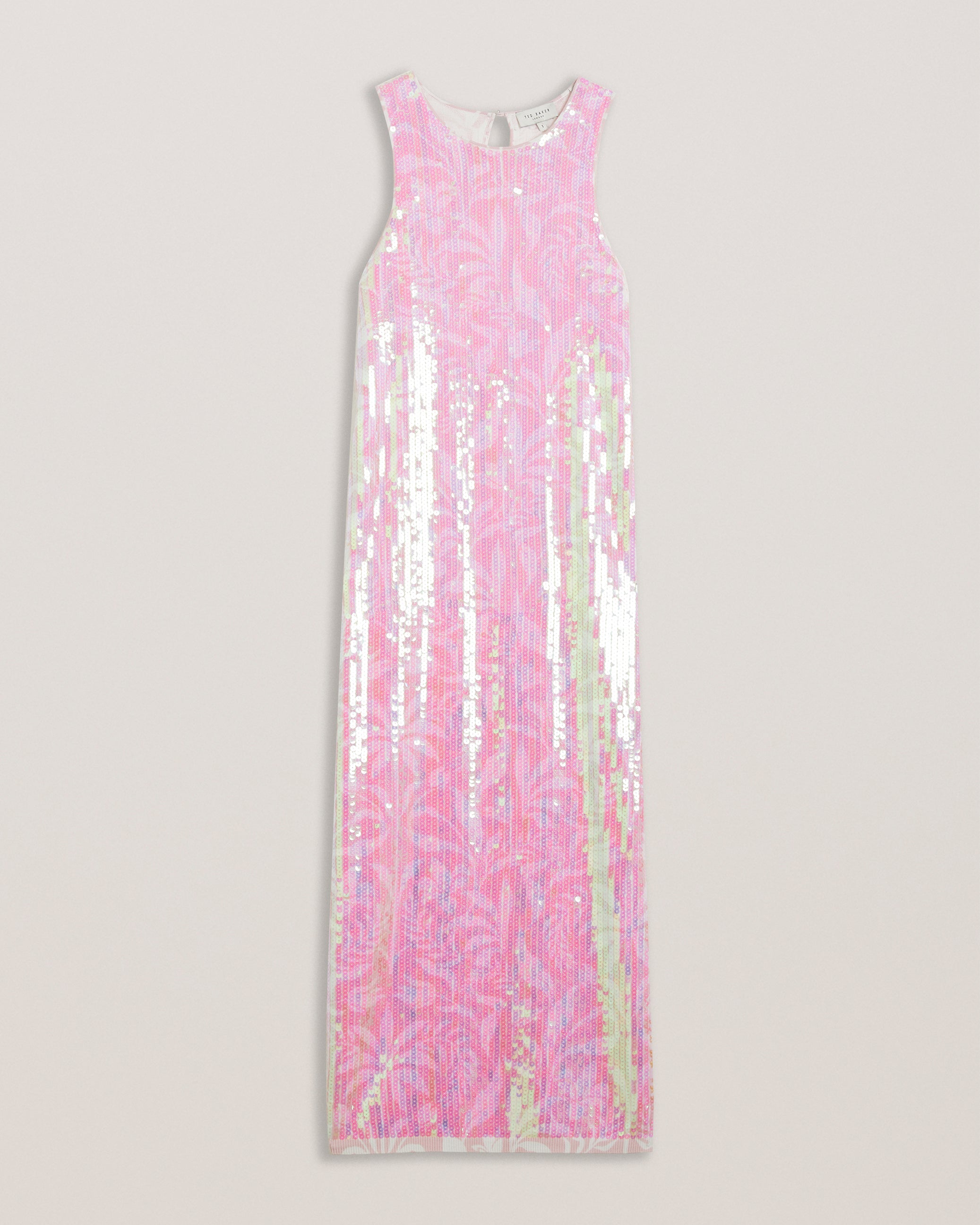 Fayhaa Printed Sequin Racer Midi Dress Lt-Pink