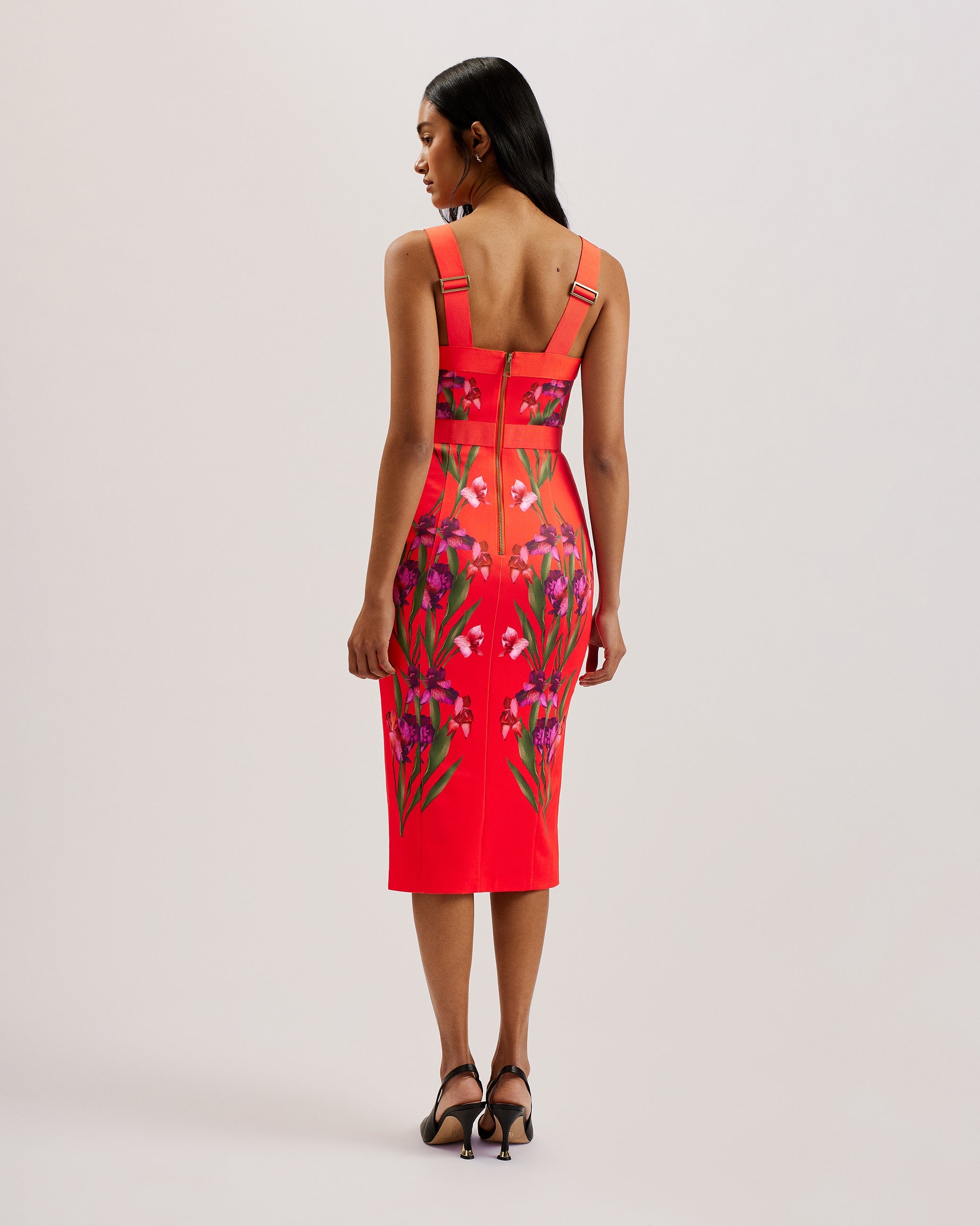 Buy Maceio Printed Bodycon Midi Dress Brt-Red For Women Ted