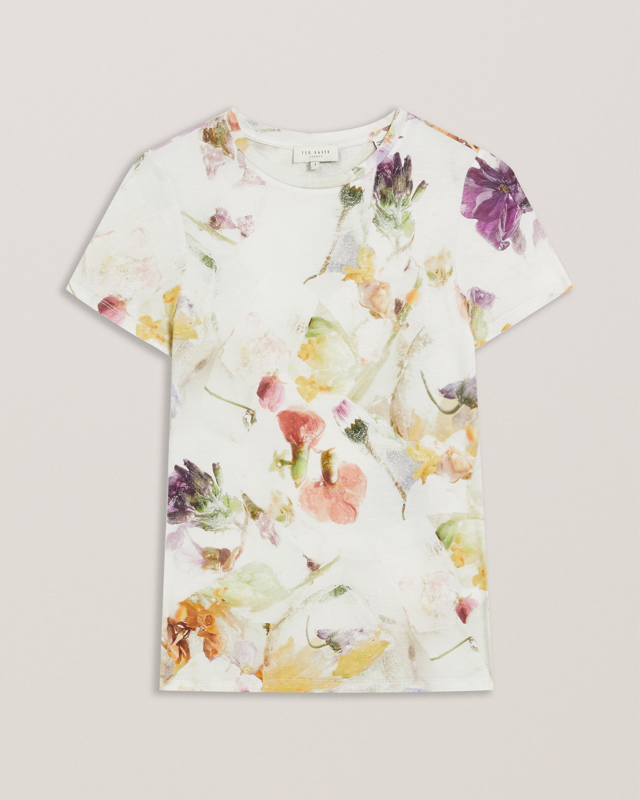Libbyly Floral Print Fitted T-Shirt White