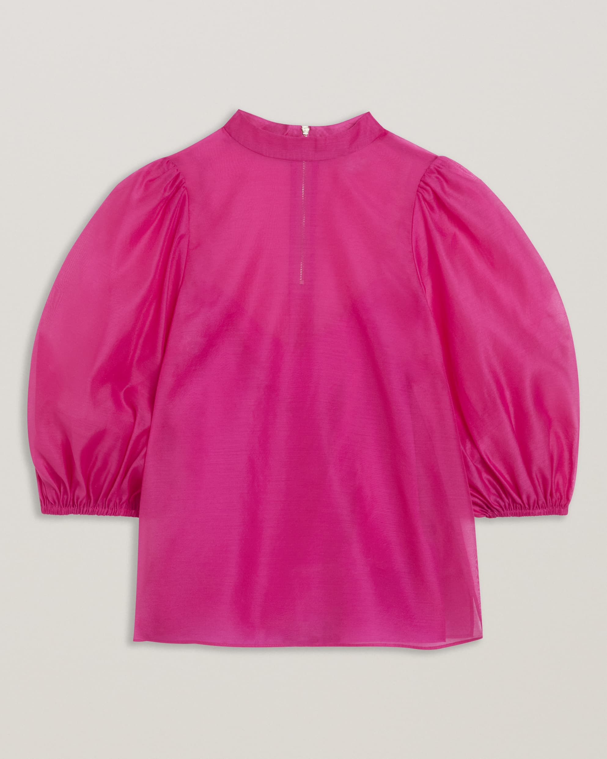 Frias Organza Balloon Sleeve Top Brt-Pink