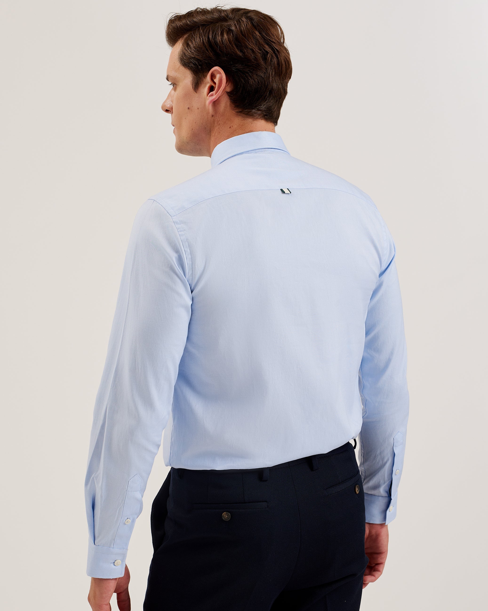 Allarde Long Sleeve Regular Branded Oxford Shirt Lt-Blue