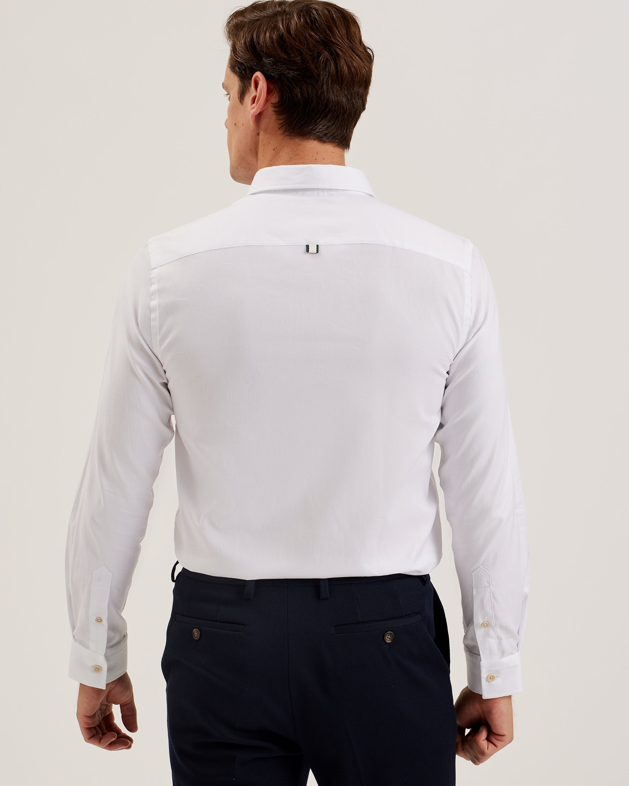 Allarde Long Sleeve Regular Branded Oxford Shirt White