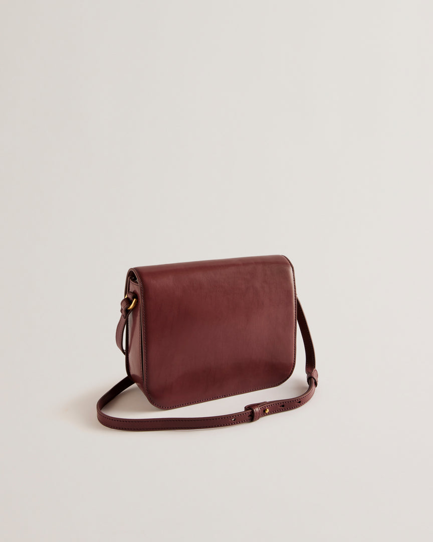Kkayli Polished Leather Satchel Bag Dp-Purple