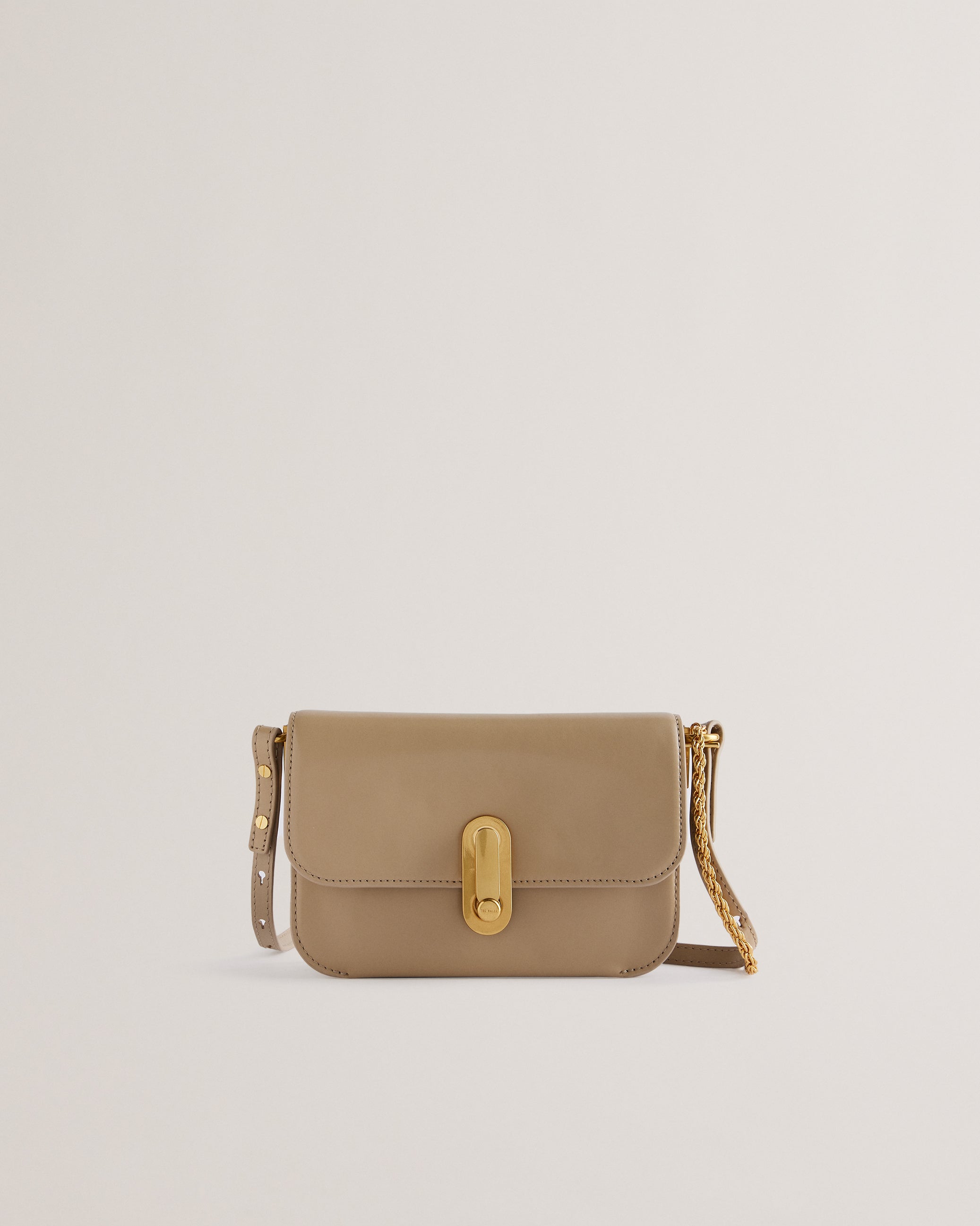 Kkaysa Polished Small Leather Crossbody Bag Taupe