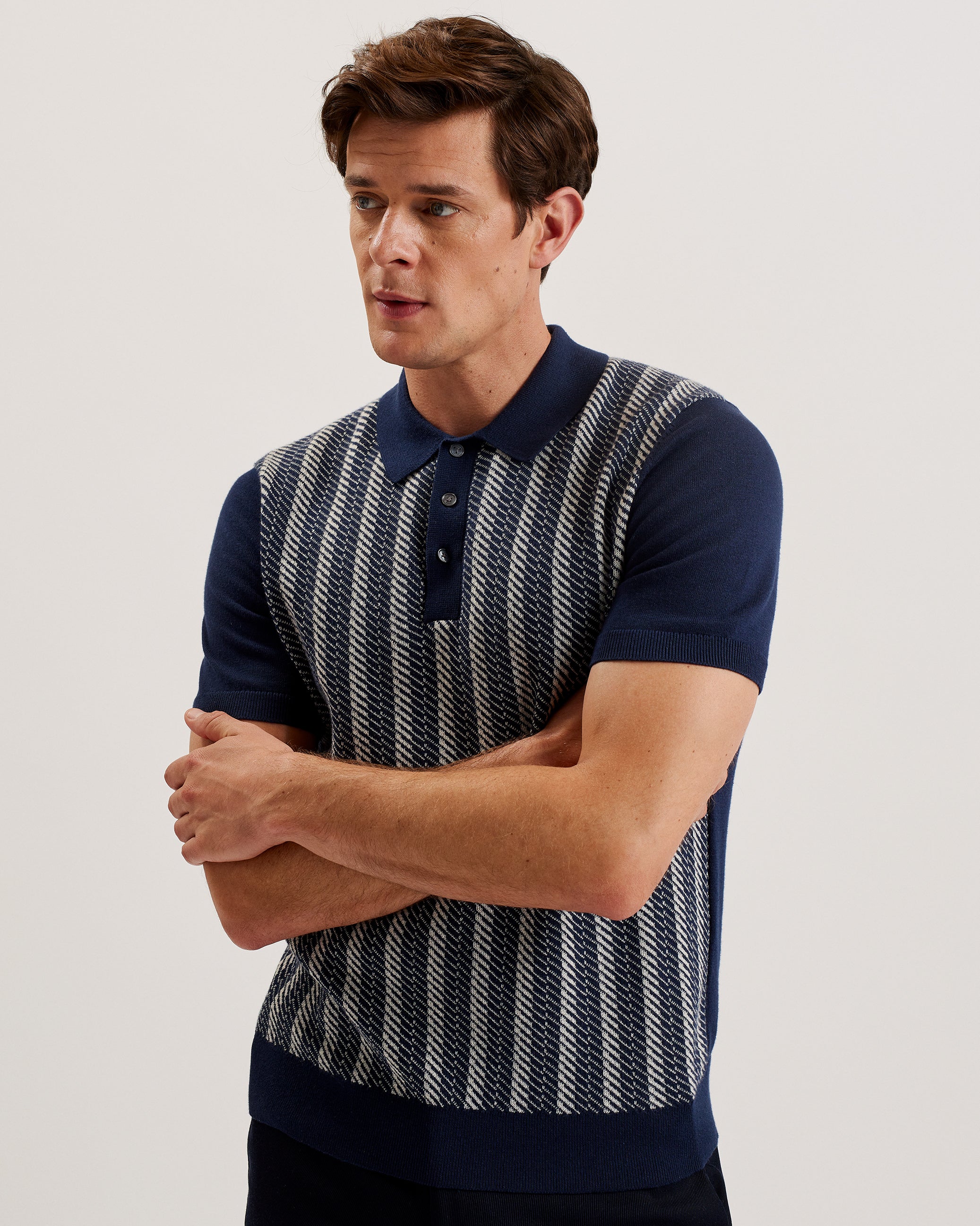 Dotiz Short Sleeve Regular Jacquard Polo Navy