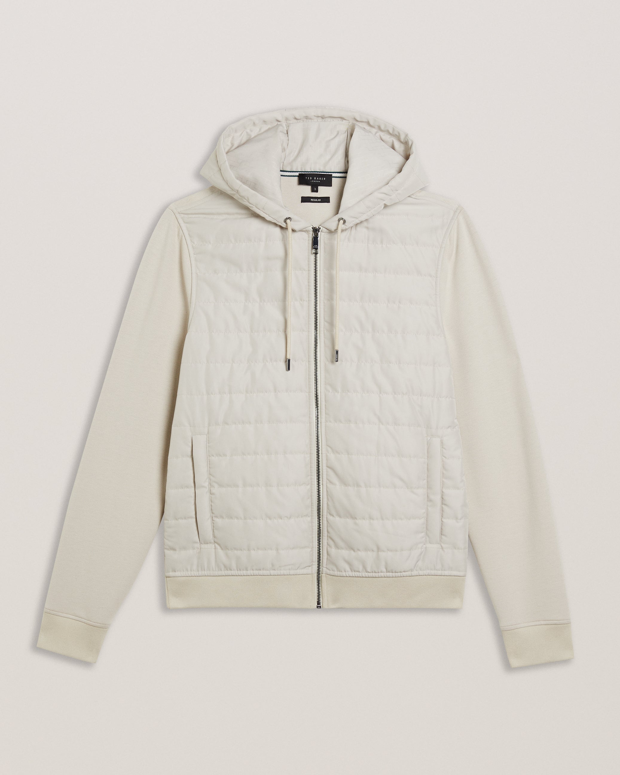 Adburys Regular Quilted Zip Hoodie Beige