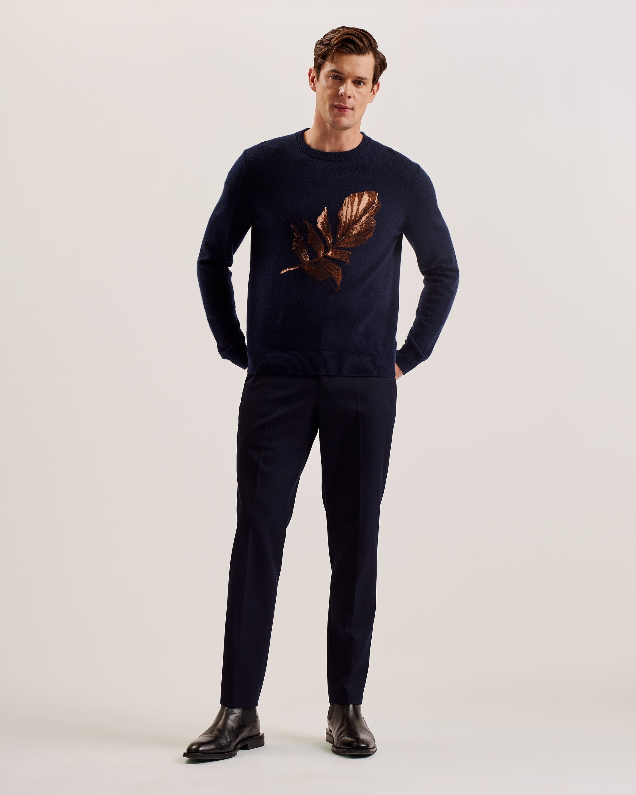 Atesy Ls Regular Cashmere Crew Neck Navy