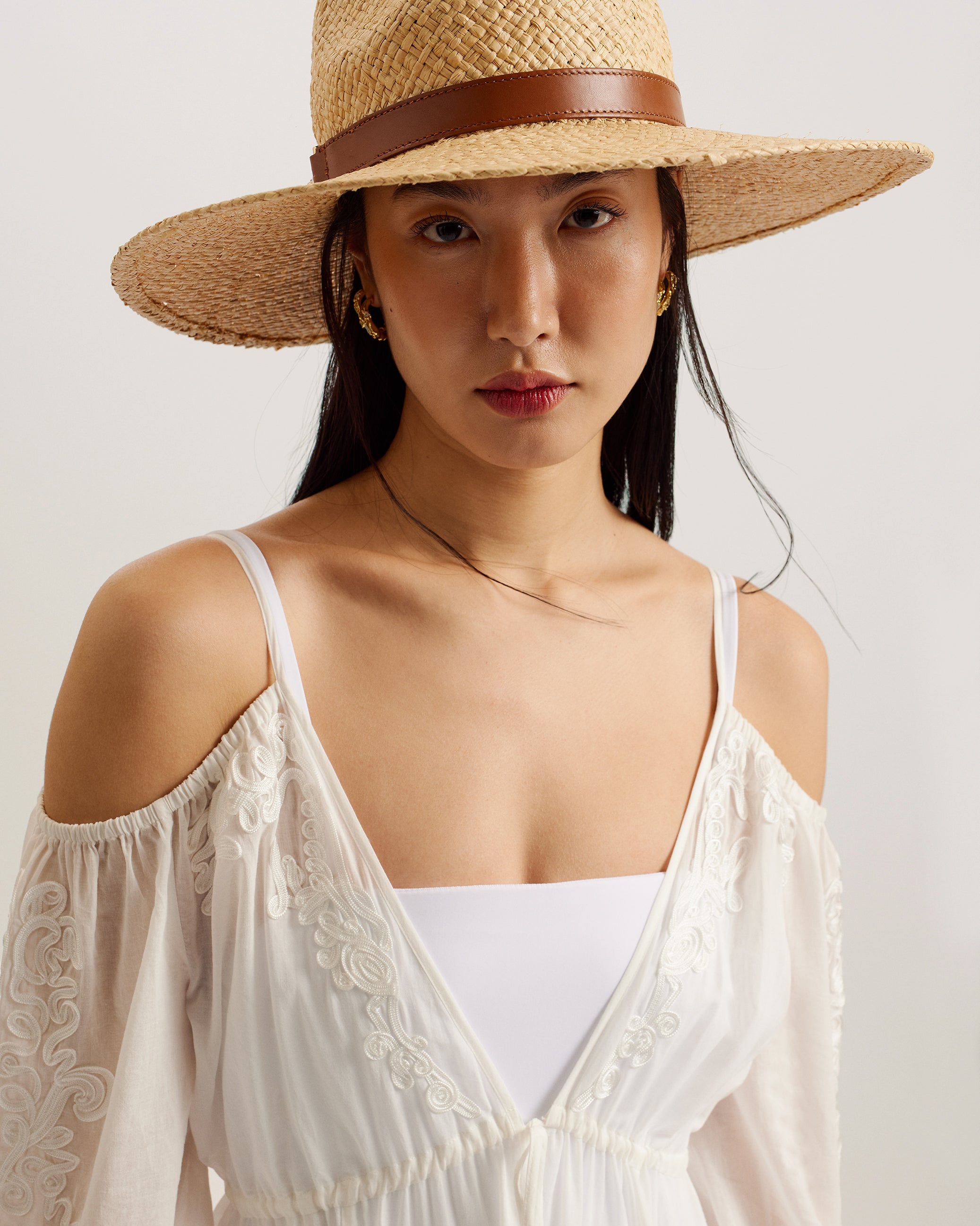 Daeseey Embroidered Cold Shoulder Maxi Cover Up Ivory
