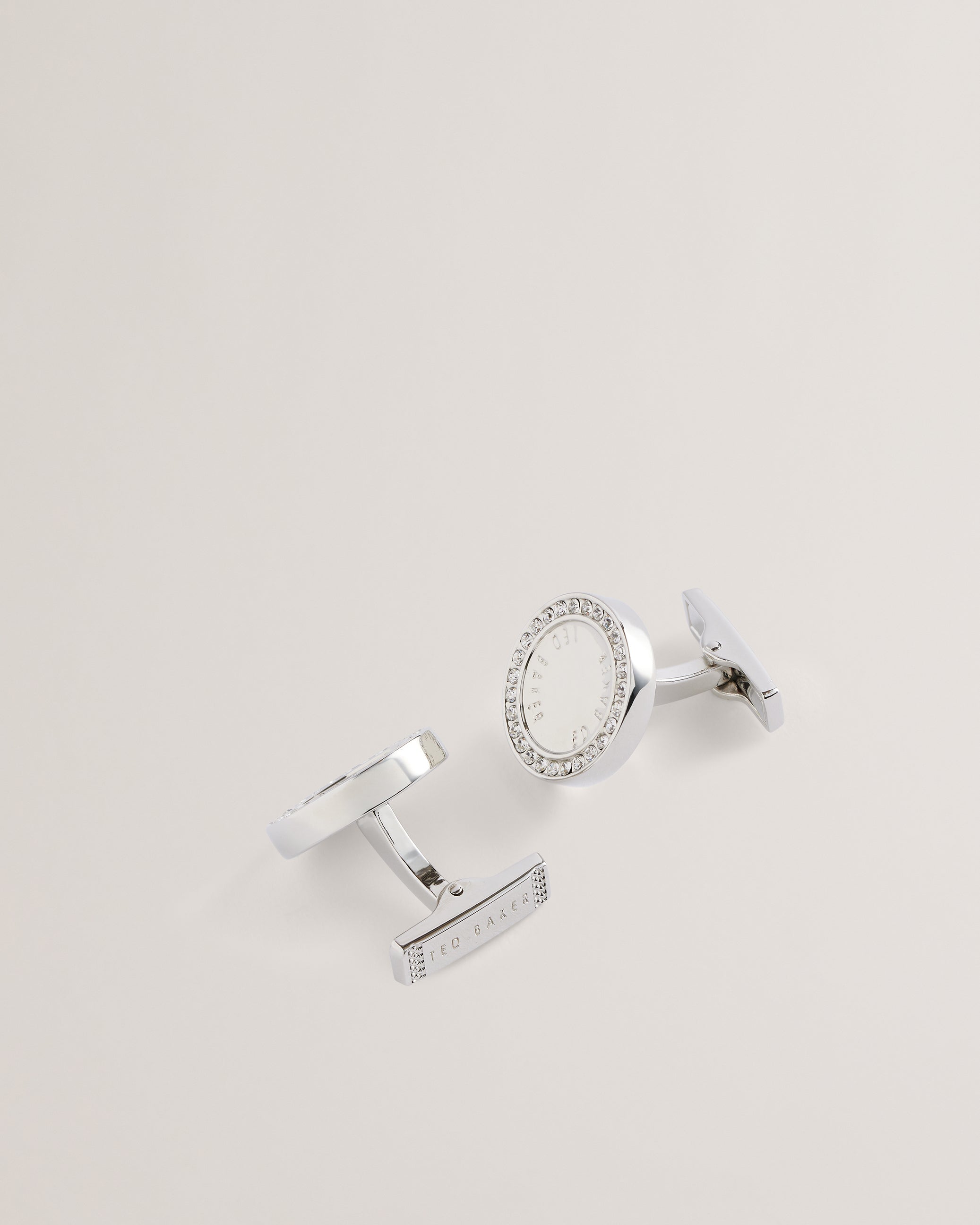 Cruz Round Crystal Cufflinks Silver