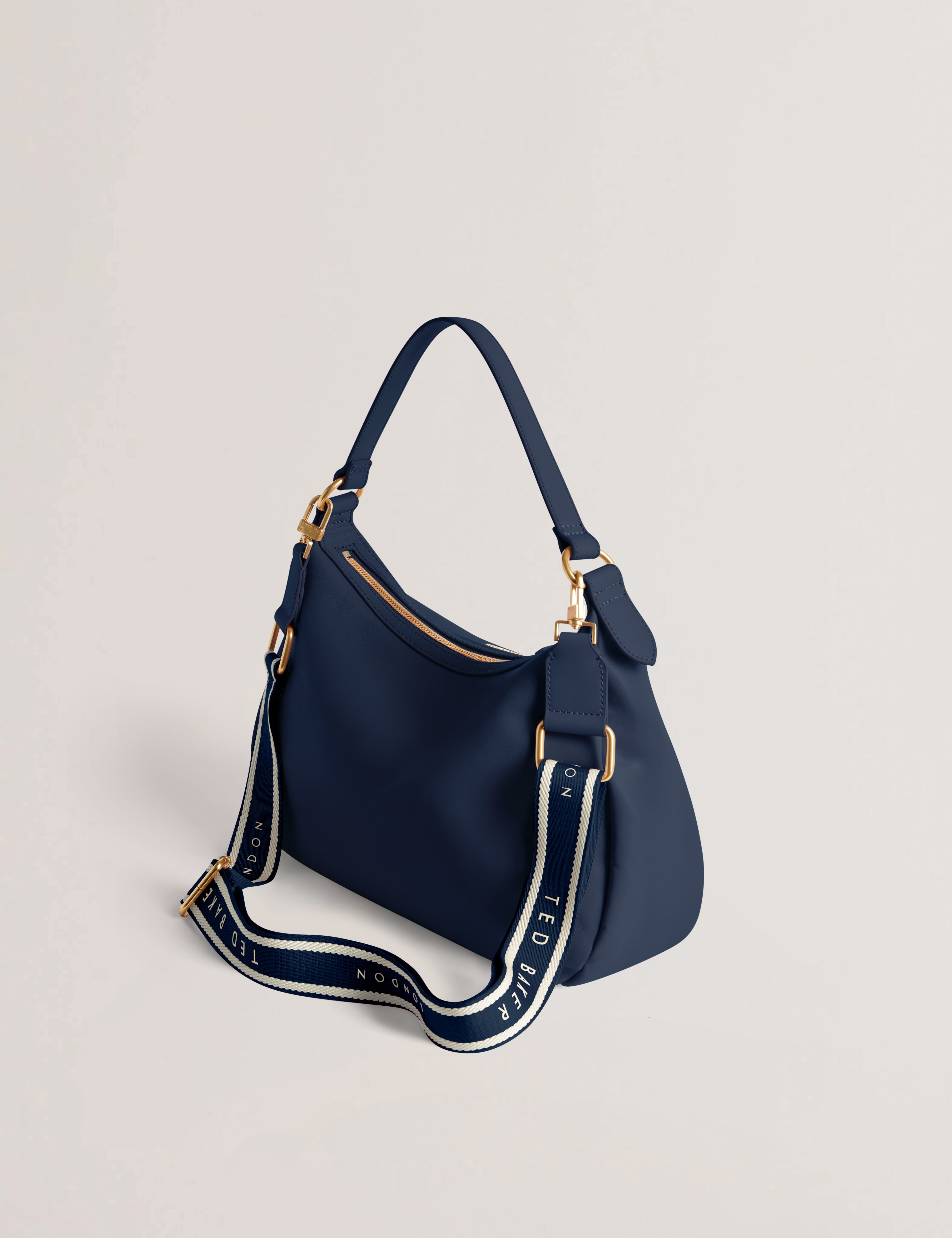 Esiah Webbing Slouchy Leather Hobo B Navy