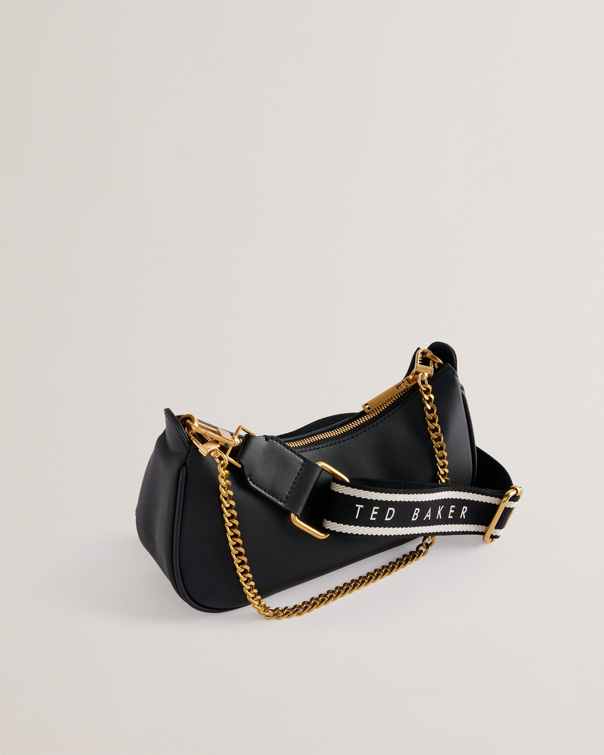 Essiy Webbing Leather Crossbody Bag Black