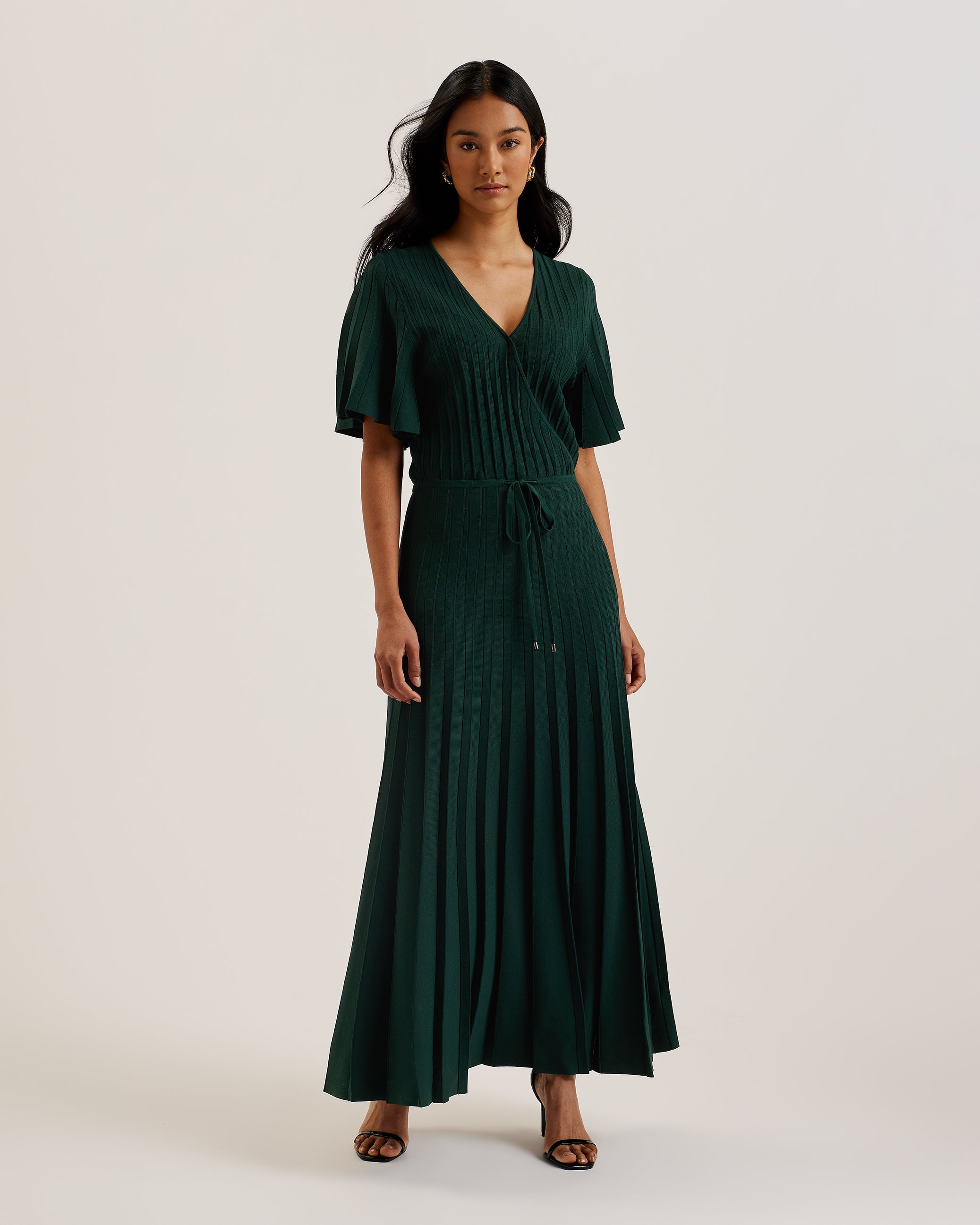 Mariiya Angel Sleeve Knit Maxi Dress Dk-Green