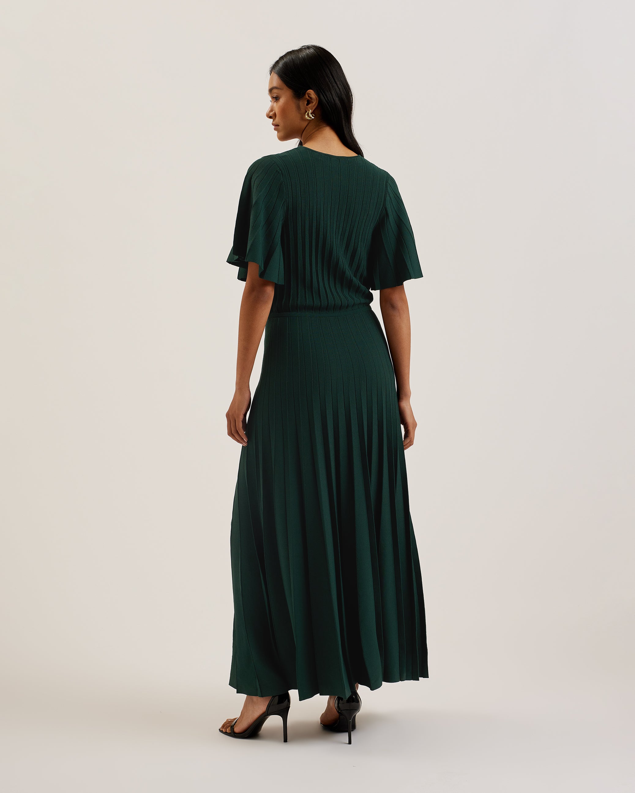 Mariiya Angel Sleeve Knit Maxi Dress Dk-Green