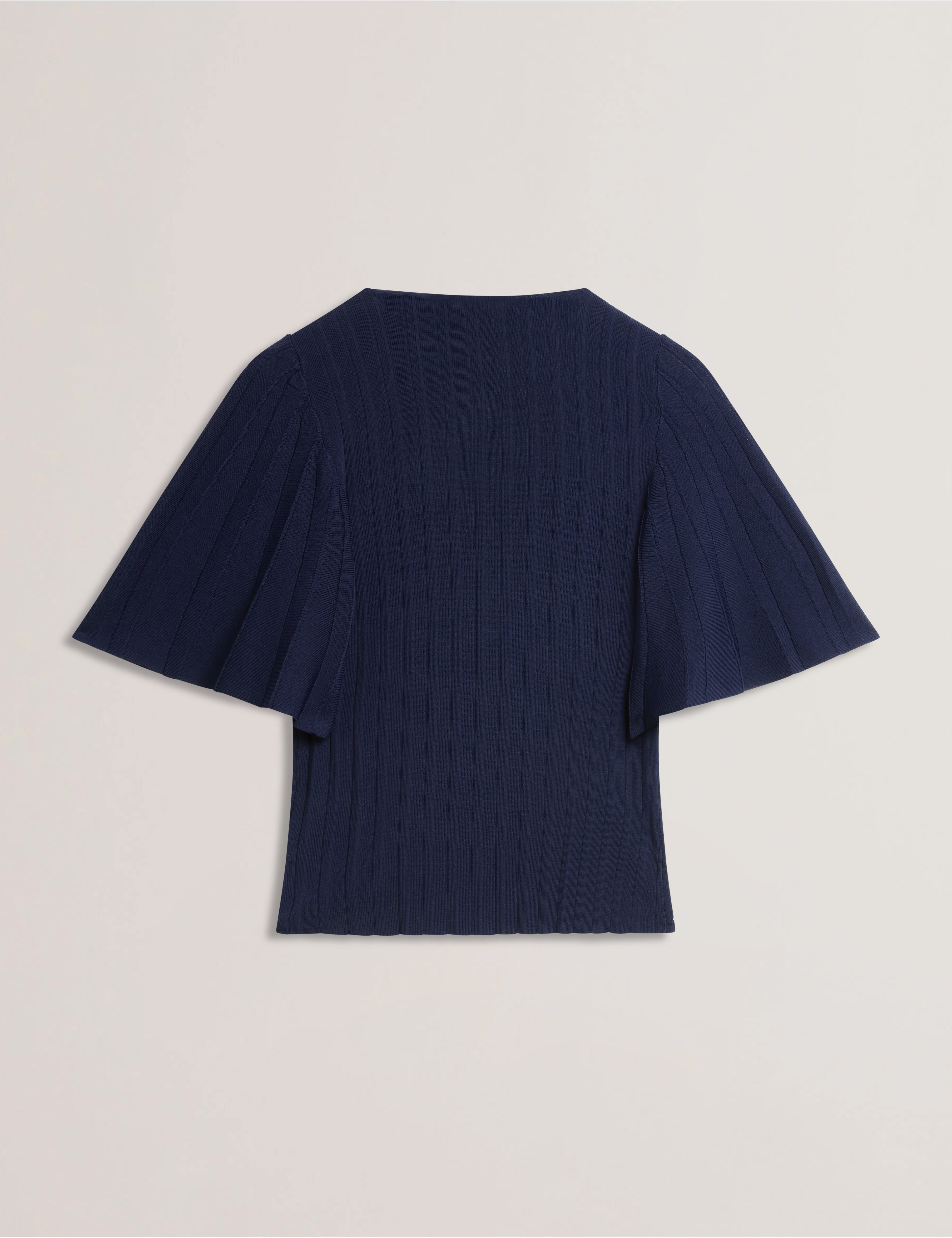 Iivanna Crew Neck Fluted Sleeve Knit Top Navy