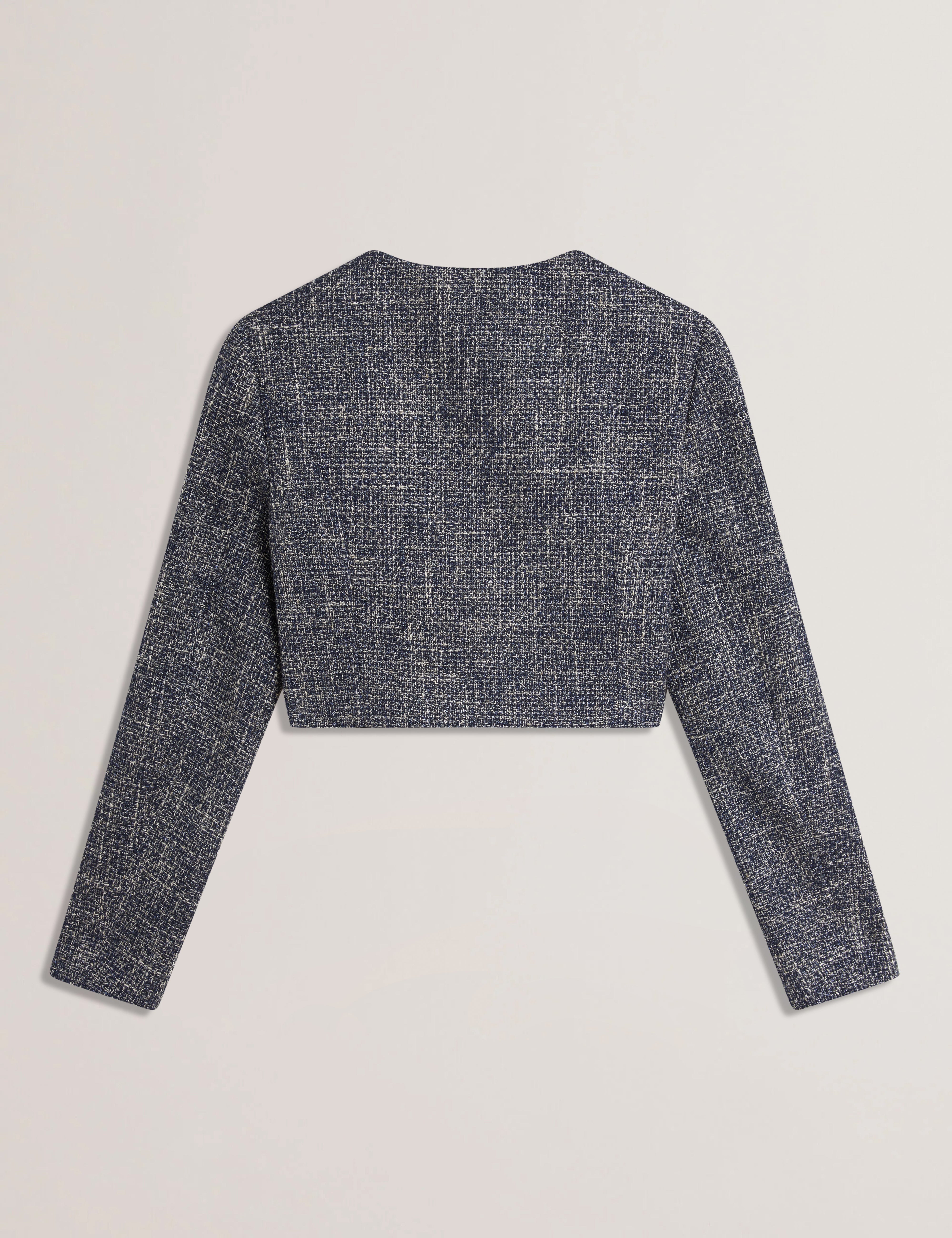 Sumi Cropped Boucle Fitted Jacket Navy