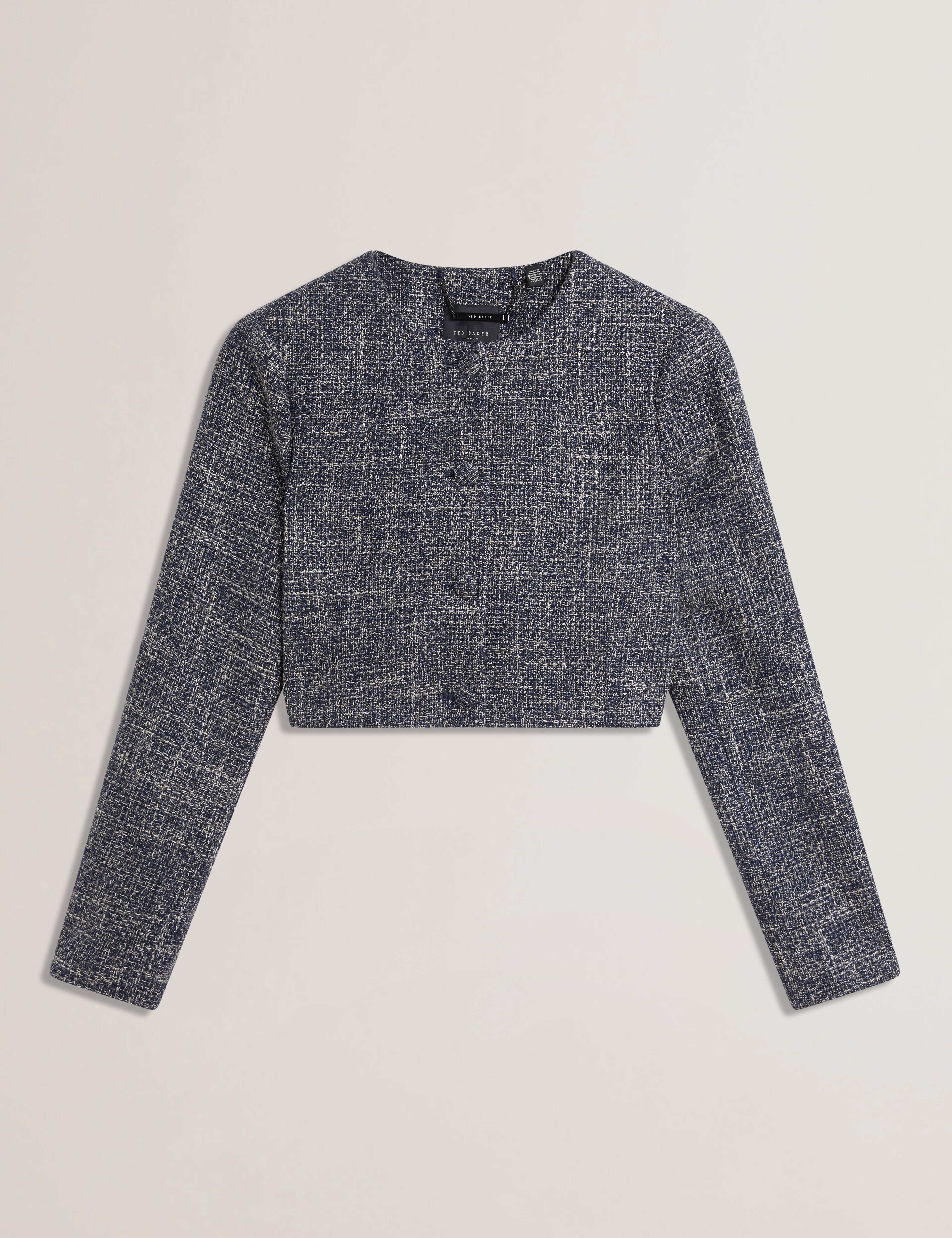 Sumi Cropped Boucle Fitted Jacket Navy