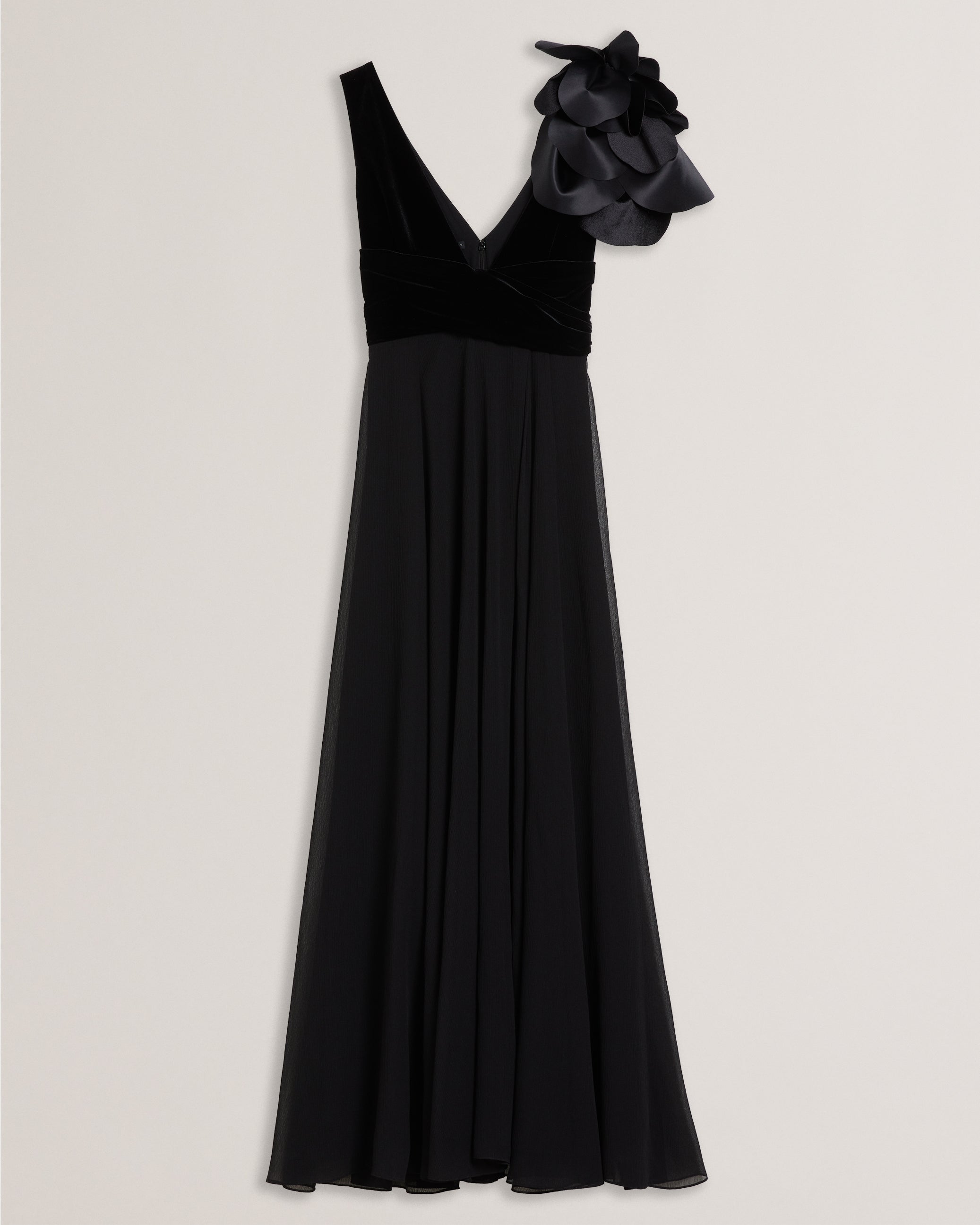 Beira Corsage Detail Maxi Dress With Front Slit Black