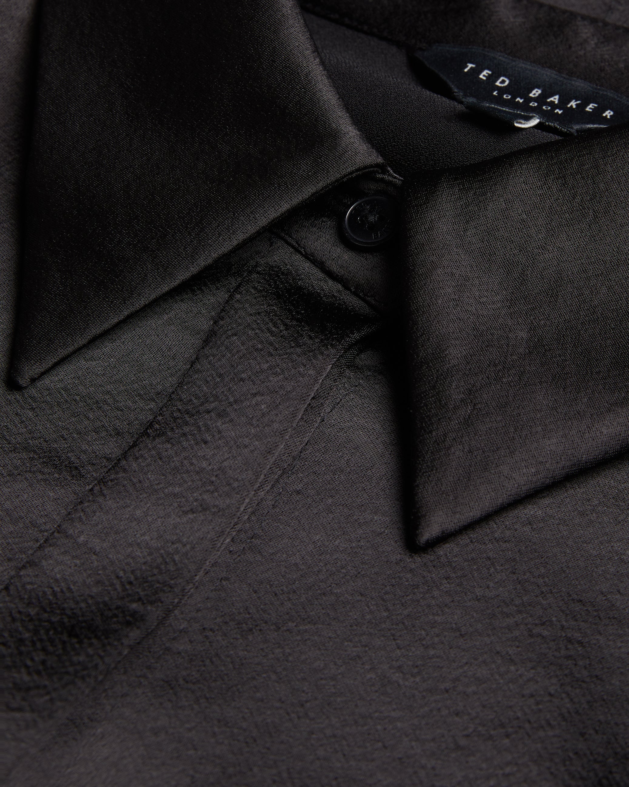 Sonora Long Line Satin Shirt Black