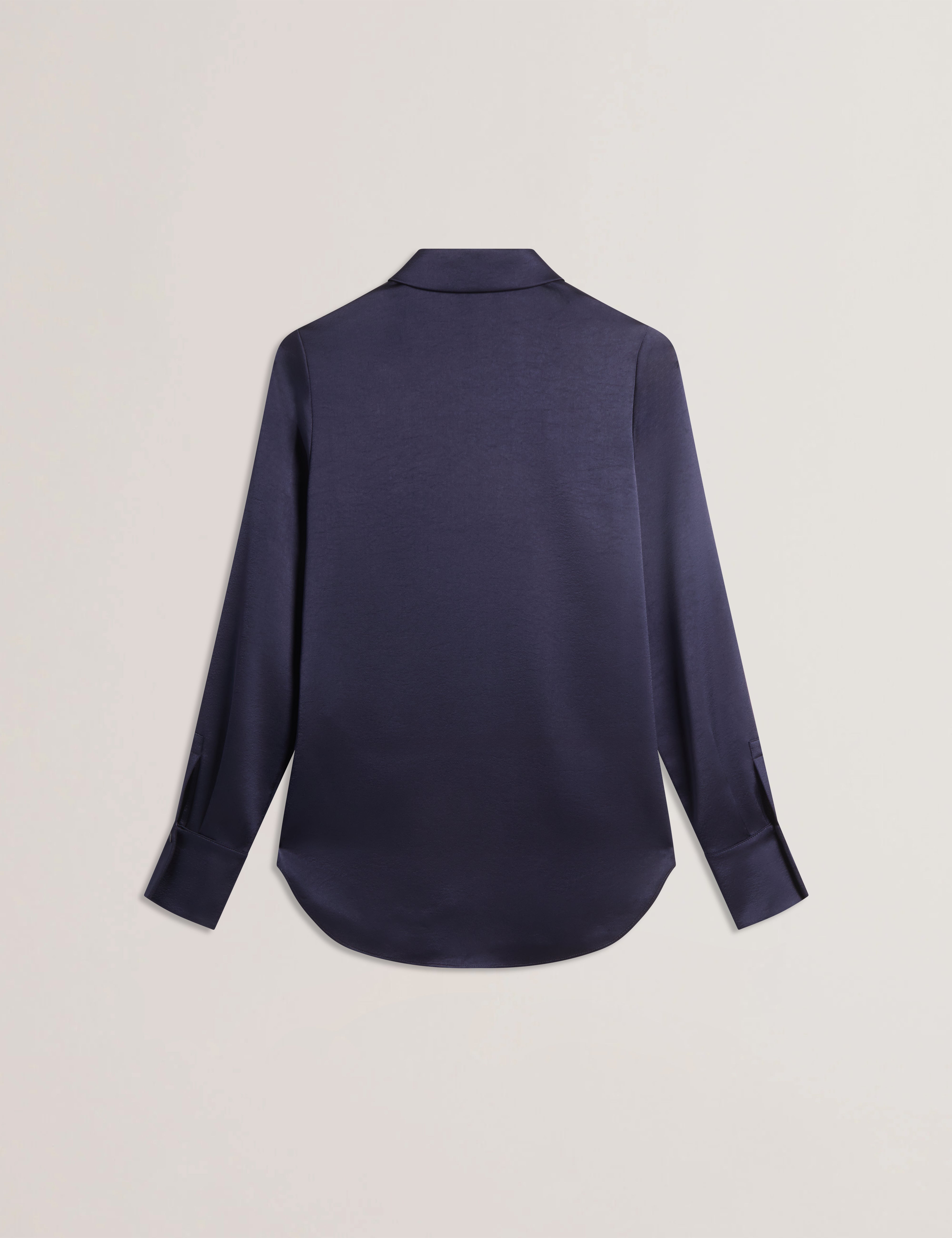 Sonora Long Line Satin Shirt Navy