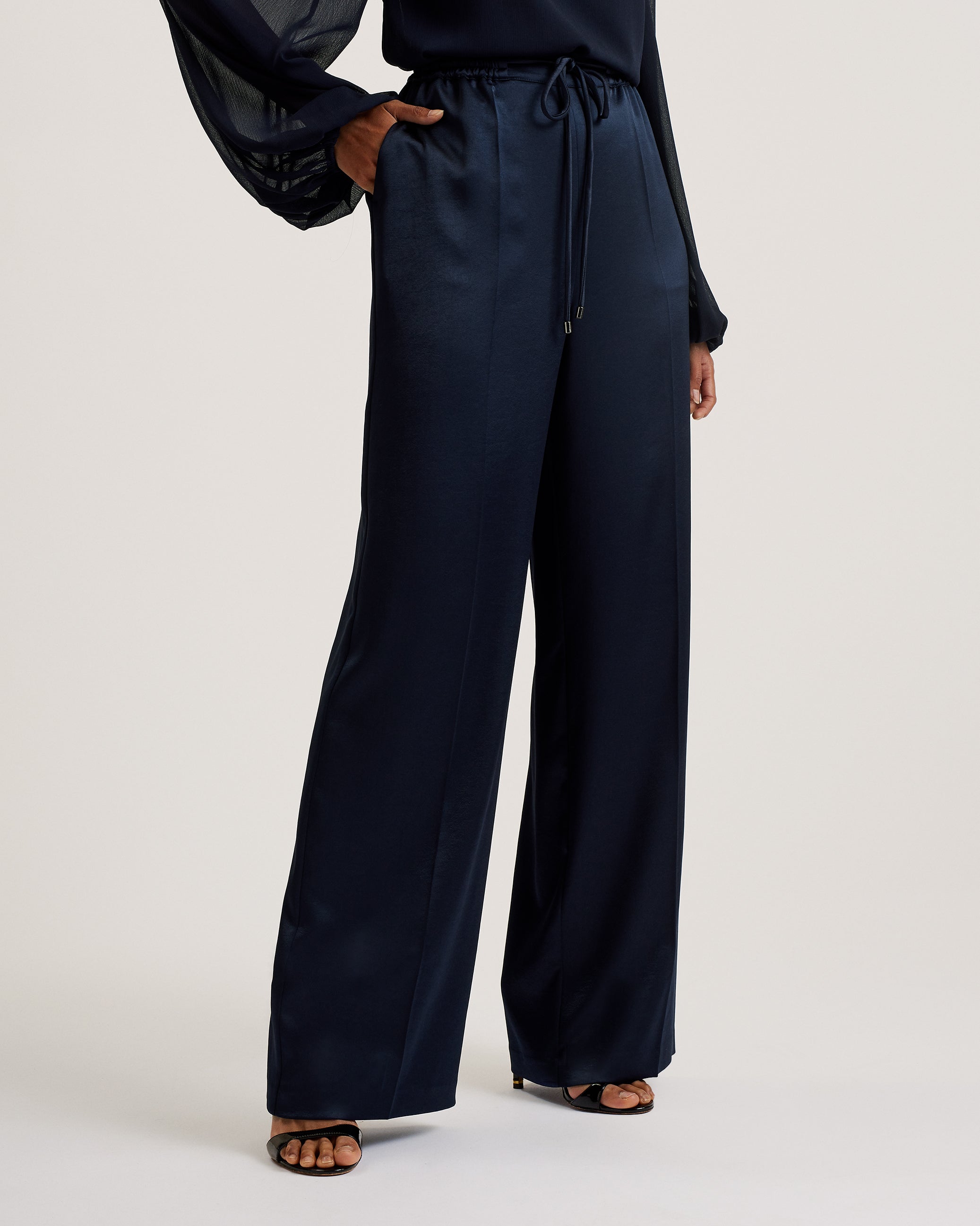 Umaibo Satin Wide Leg Jogger Navy