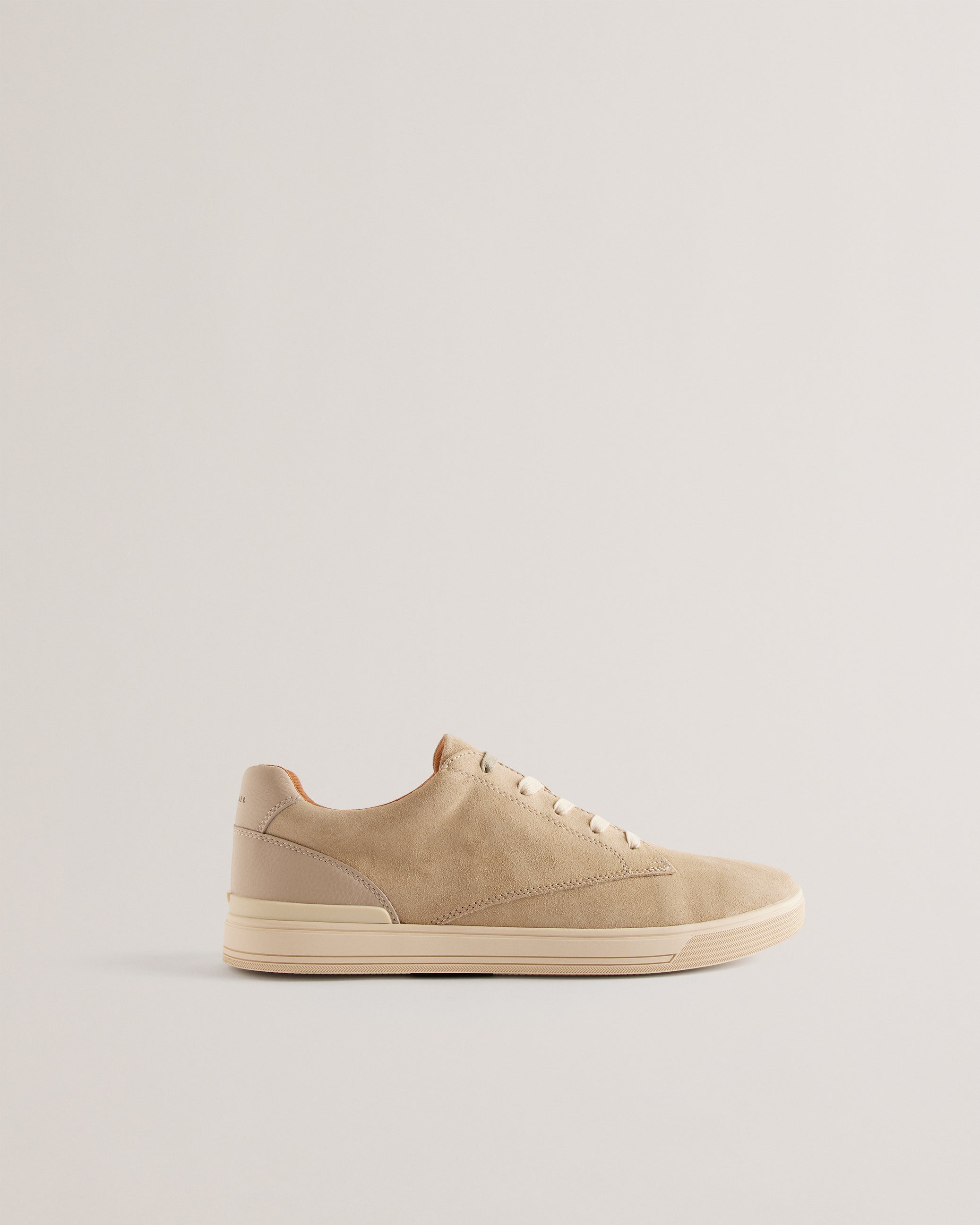 Brentfd Textured Leather Low Top Trainers Natural