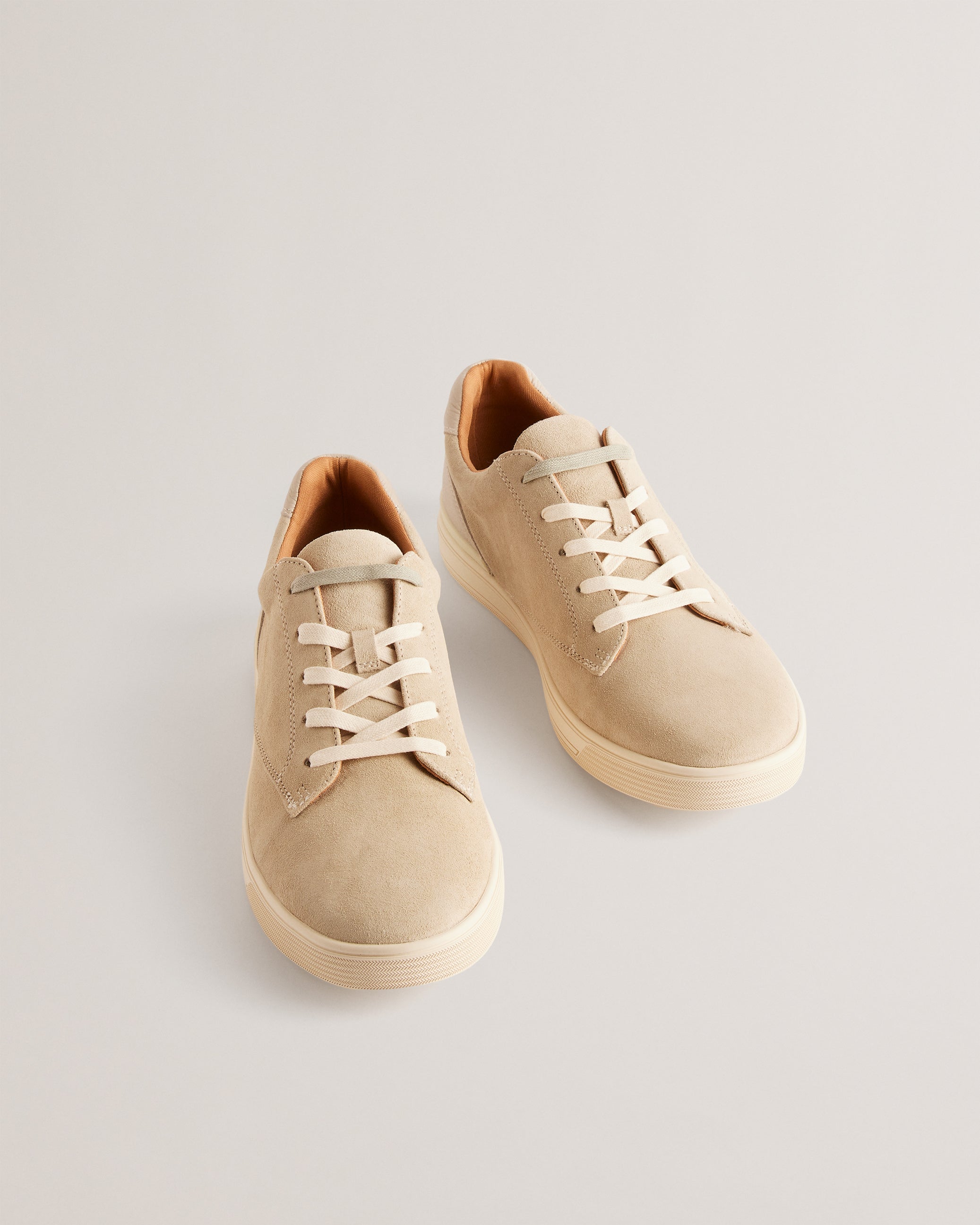 Brentfd Textured Leather Low Top Trainers Natural