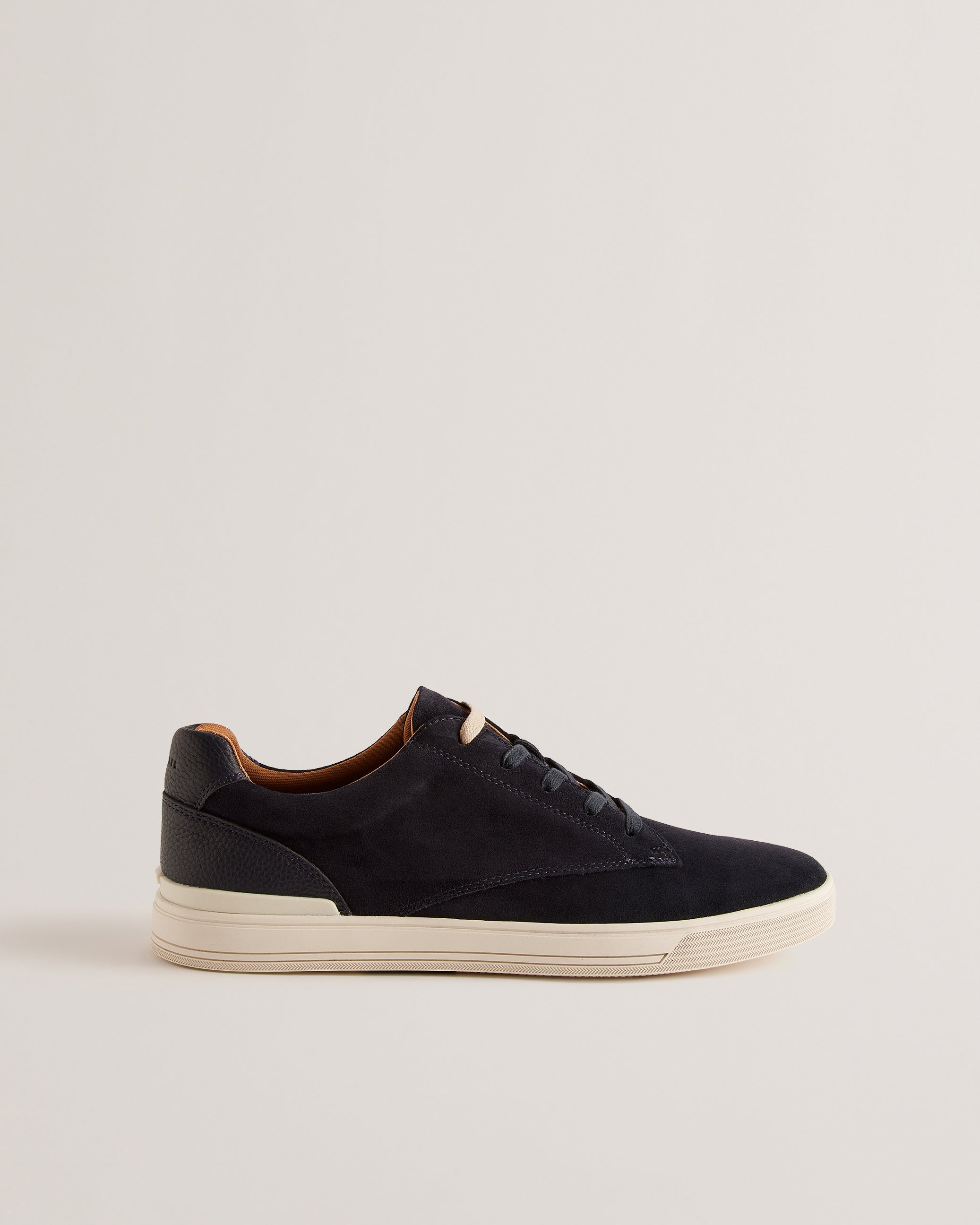 Brentfd Textured Leather Low Top Trainers Navy