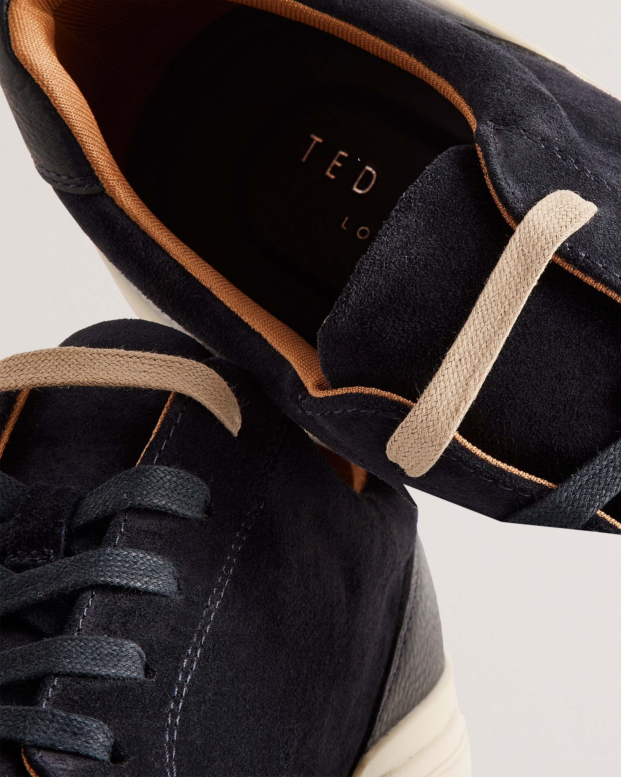 Brentfd Textured Leather Low Top Trainers Navy