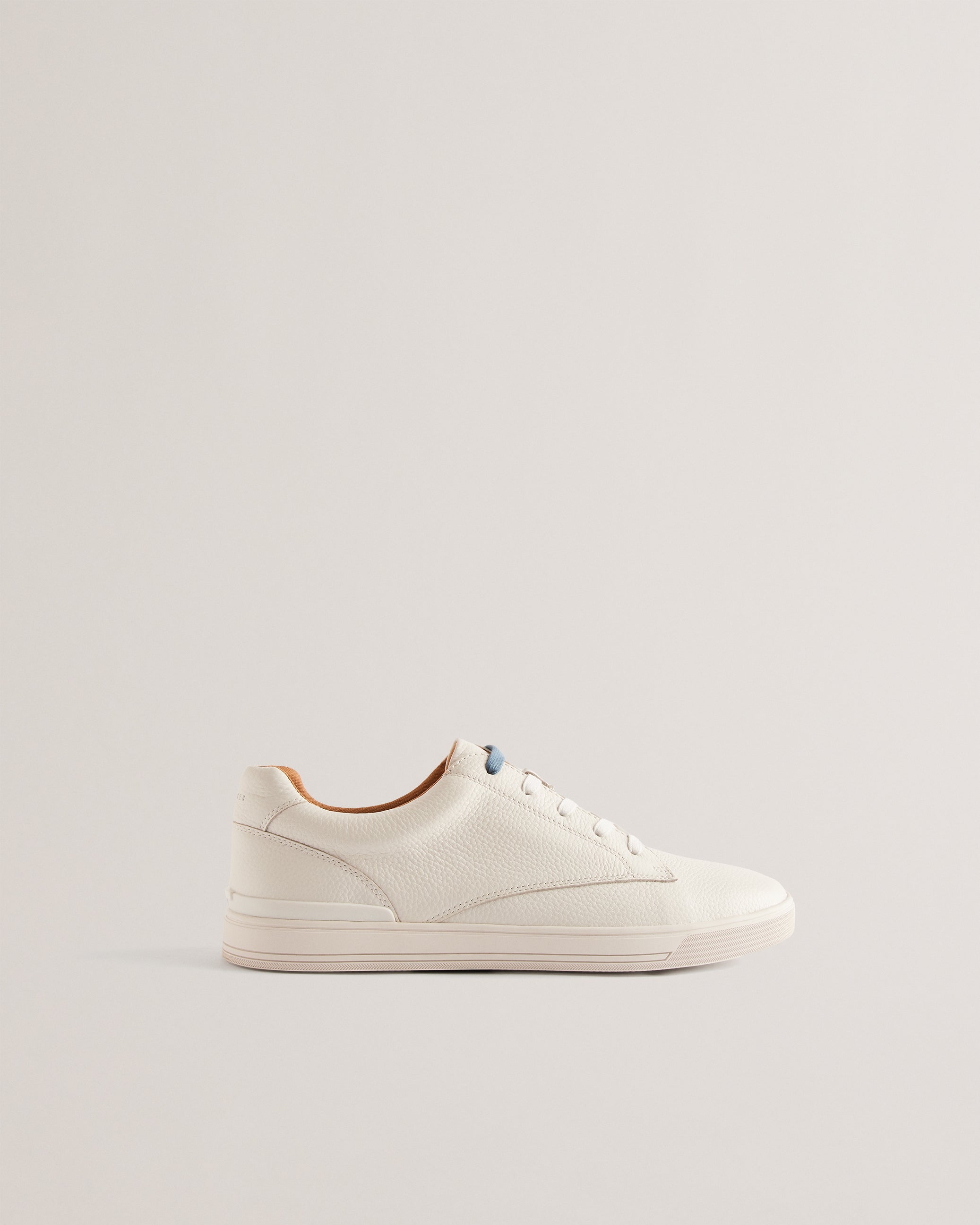 Brentfd Textured Leather Low Top Trainers White