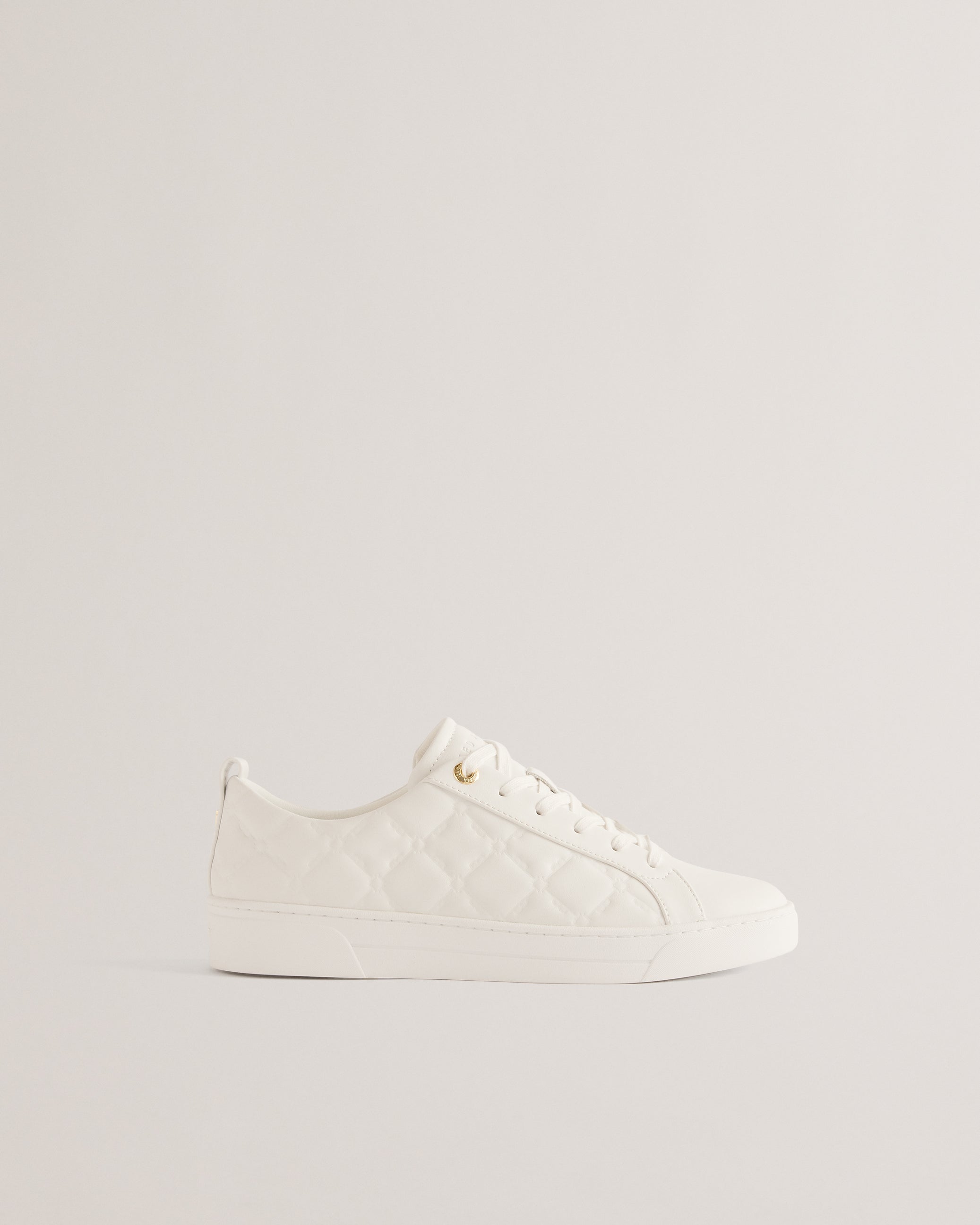 Maddisn Debossed Pattern Leather Trainers White