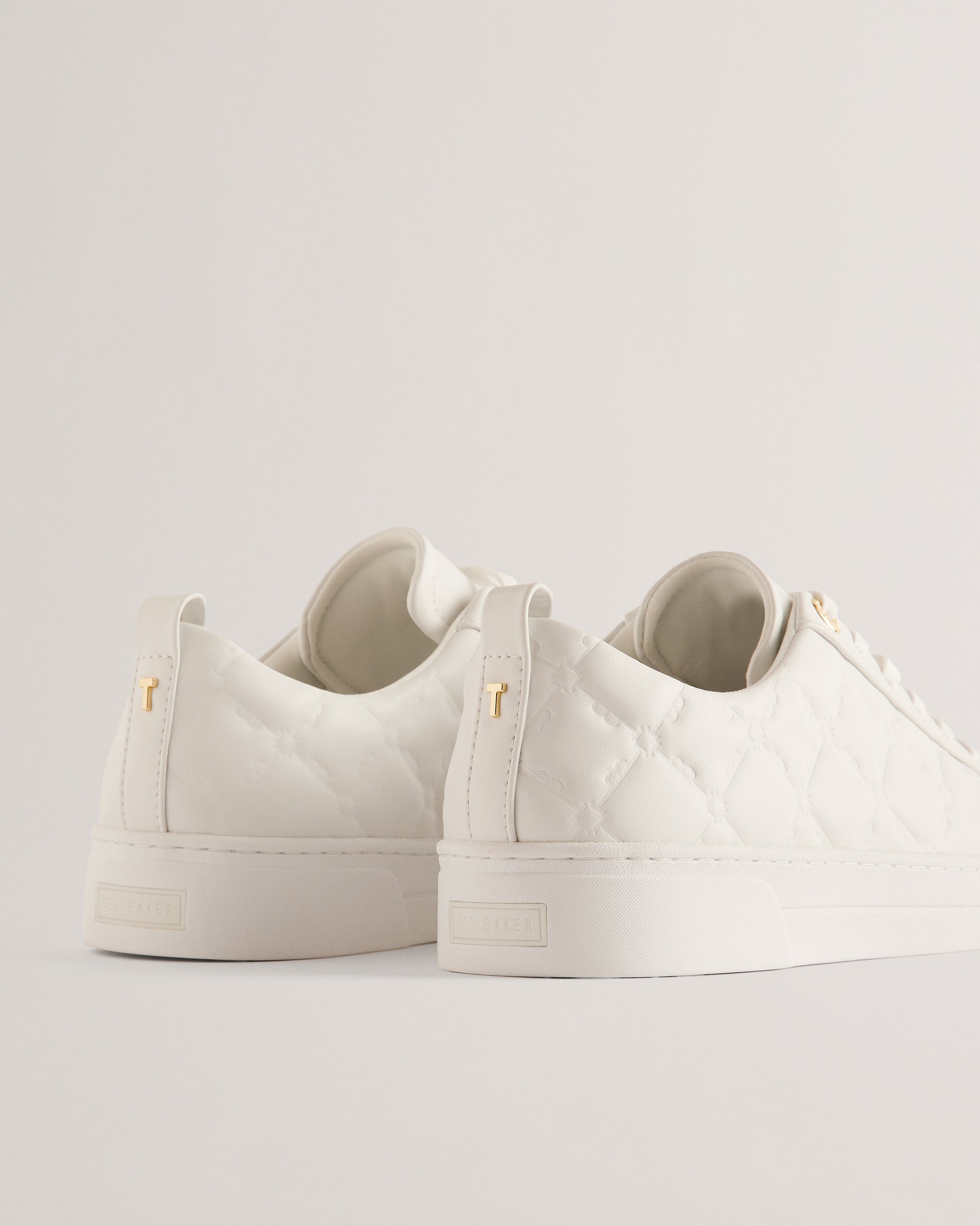 Maddisn Debossed Pattern Leather Trainers White