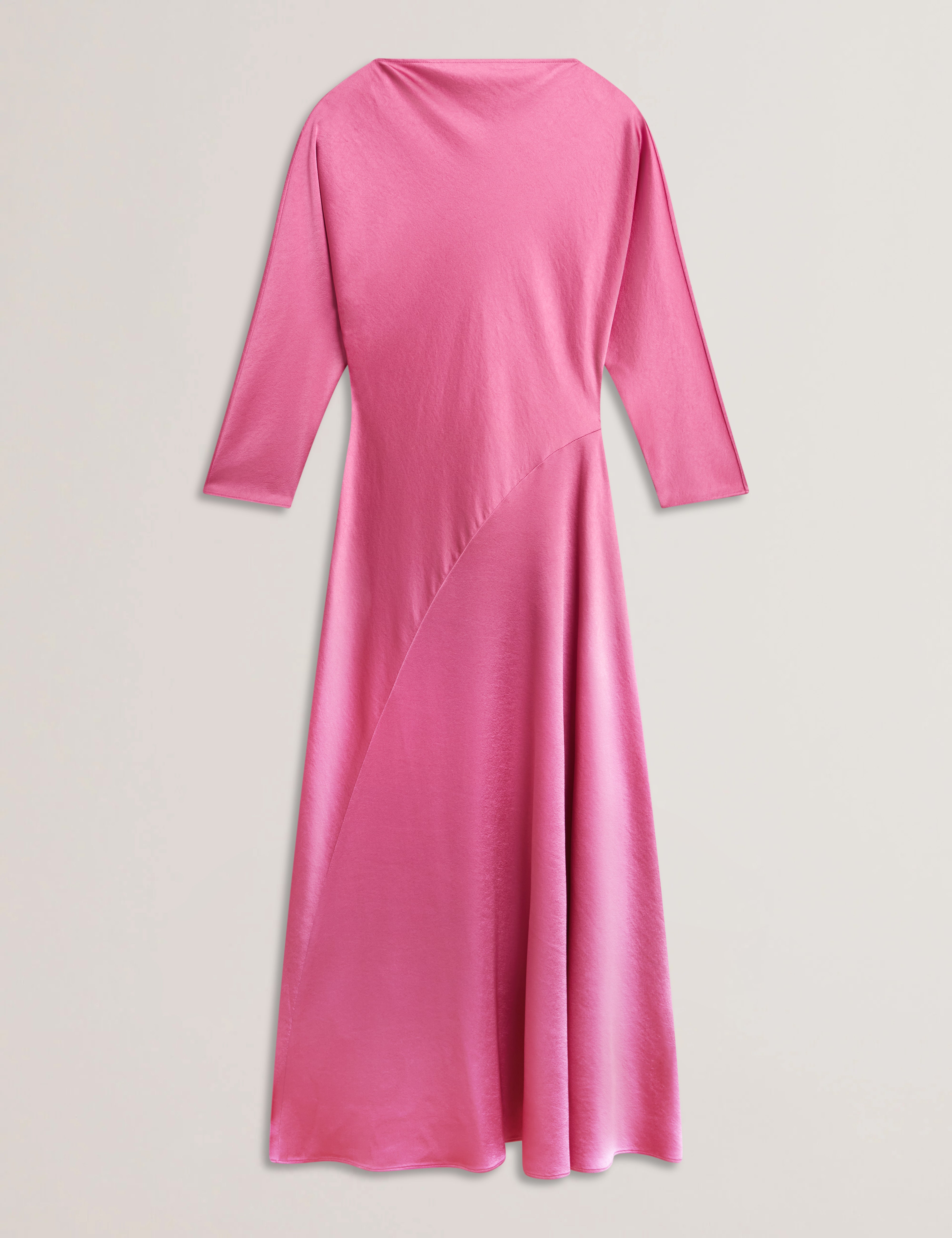 Minho Curve Seam Detail Midi Dress Brt-Pink