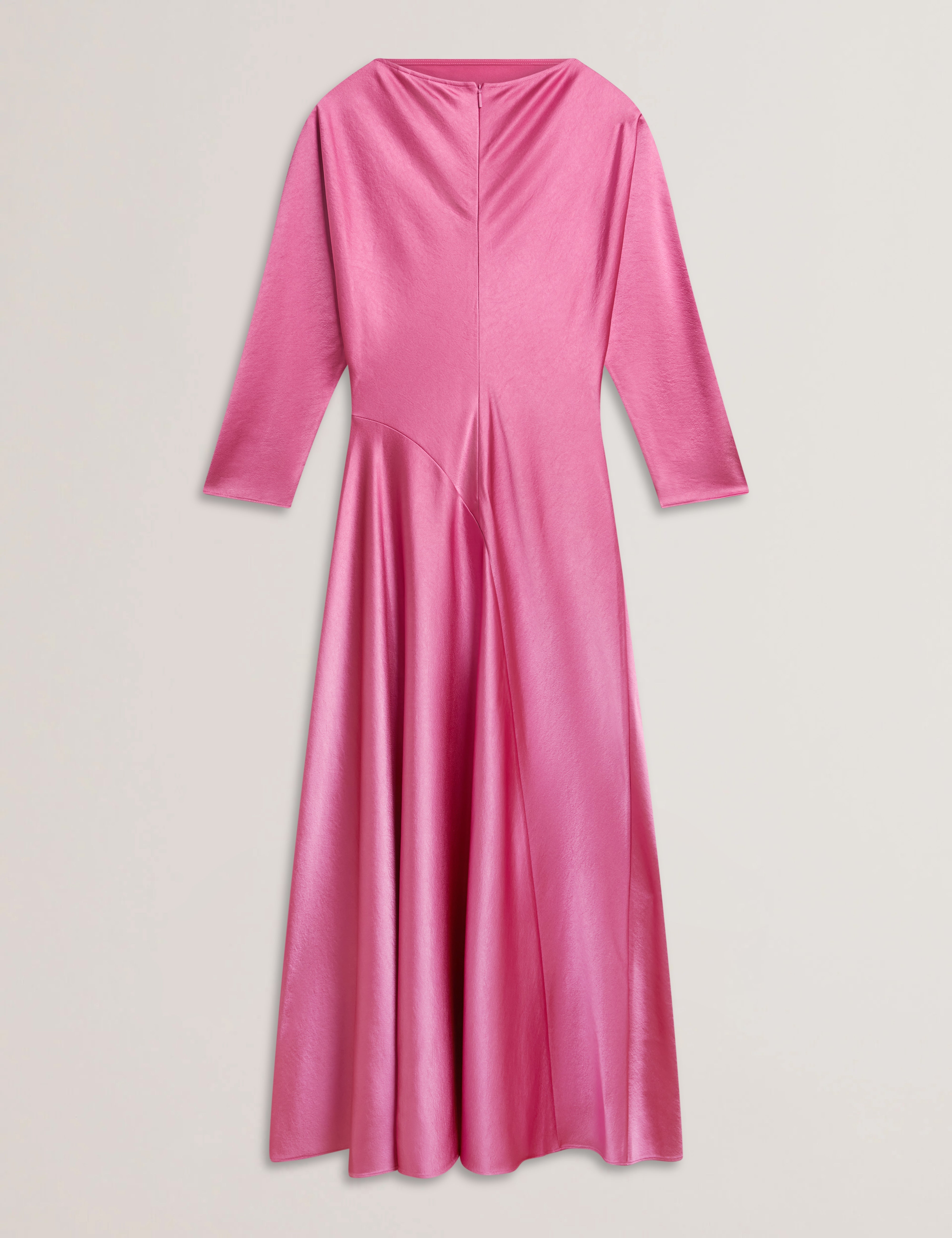 Minho Curve Seam Detail Midi Dress Brt-Pink