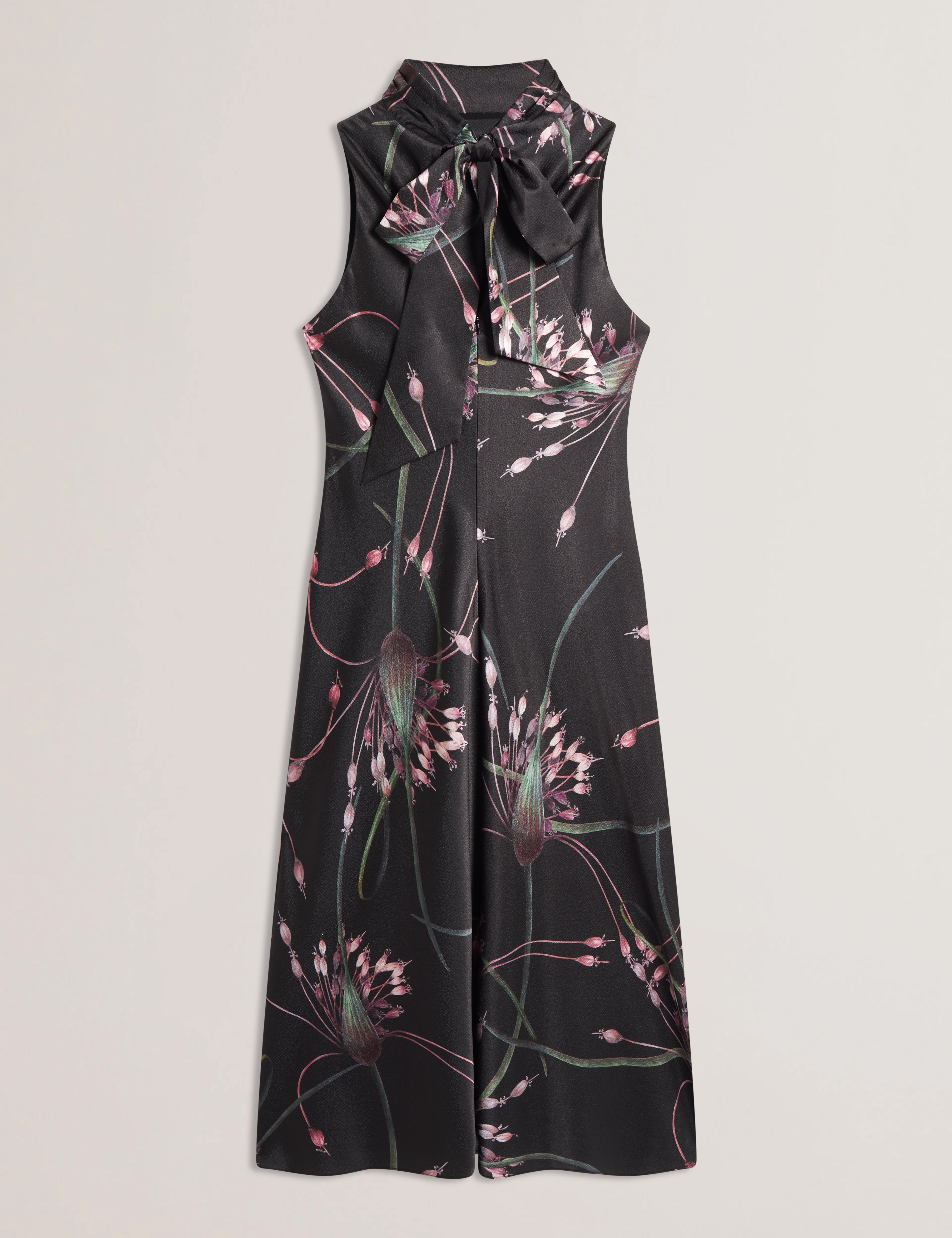 Antua Printed Cowl Neck Midi Slip Dress Black