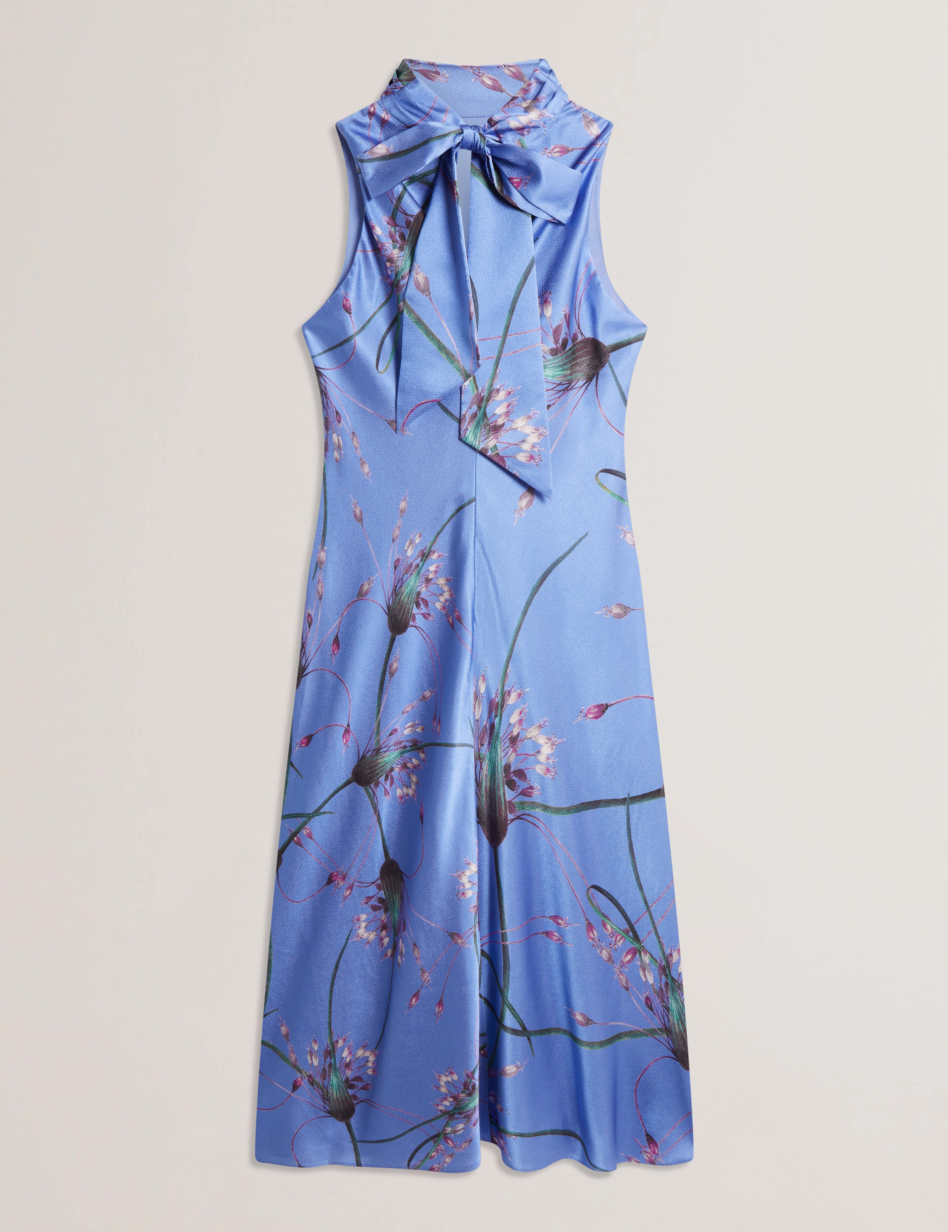 Antua Printed Cowl Neck Midi Slip Dress Lt-Blue