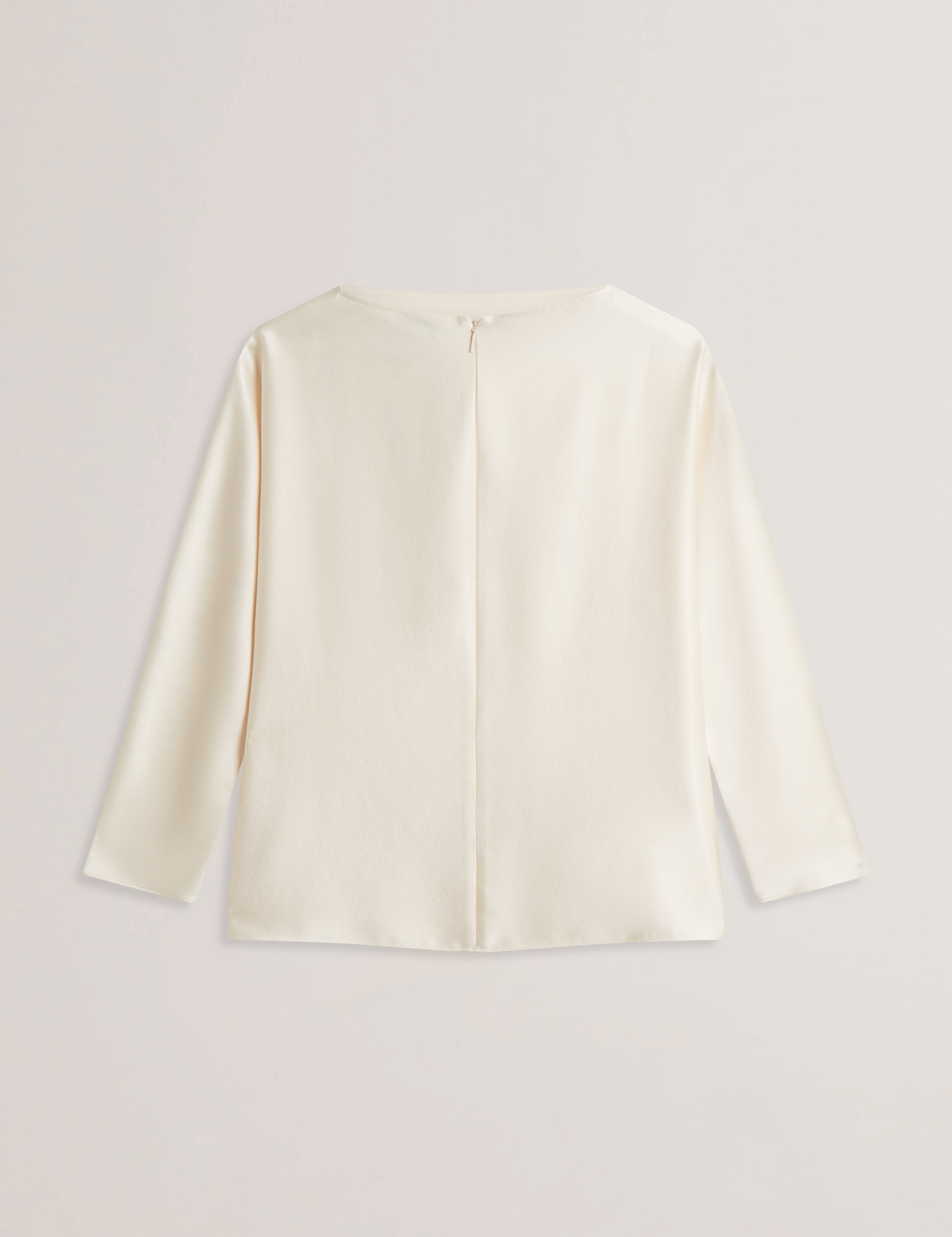 Vouga Slash Neck Satin Top Ivory