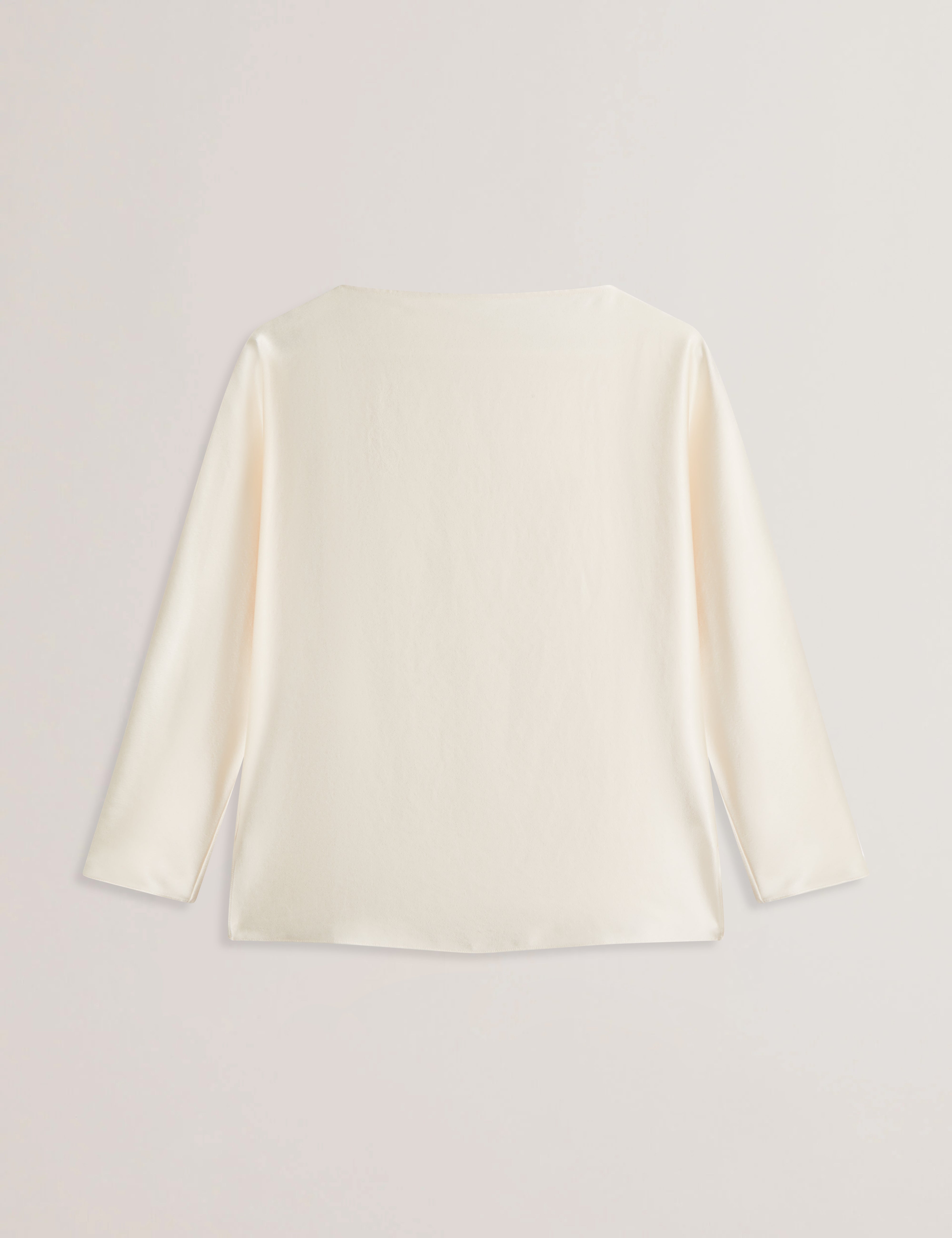 Vouga Slash Neck Satin Top Ivory