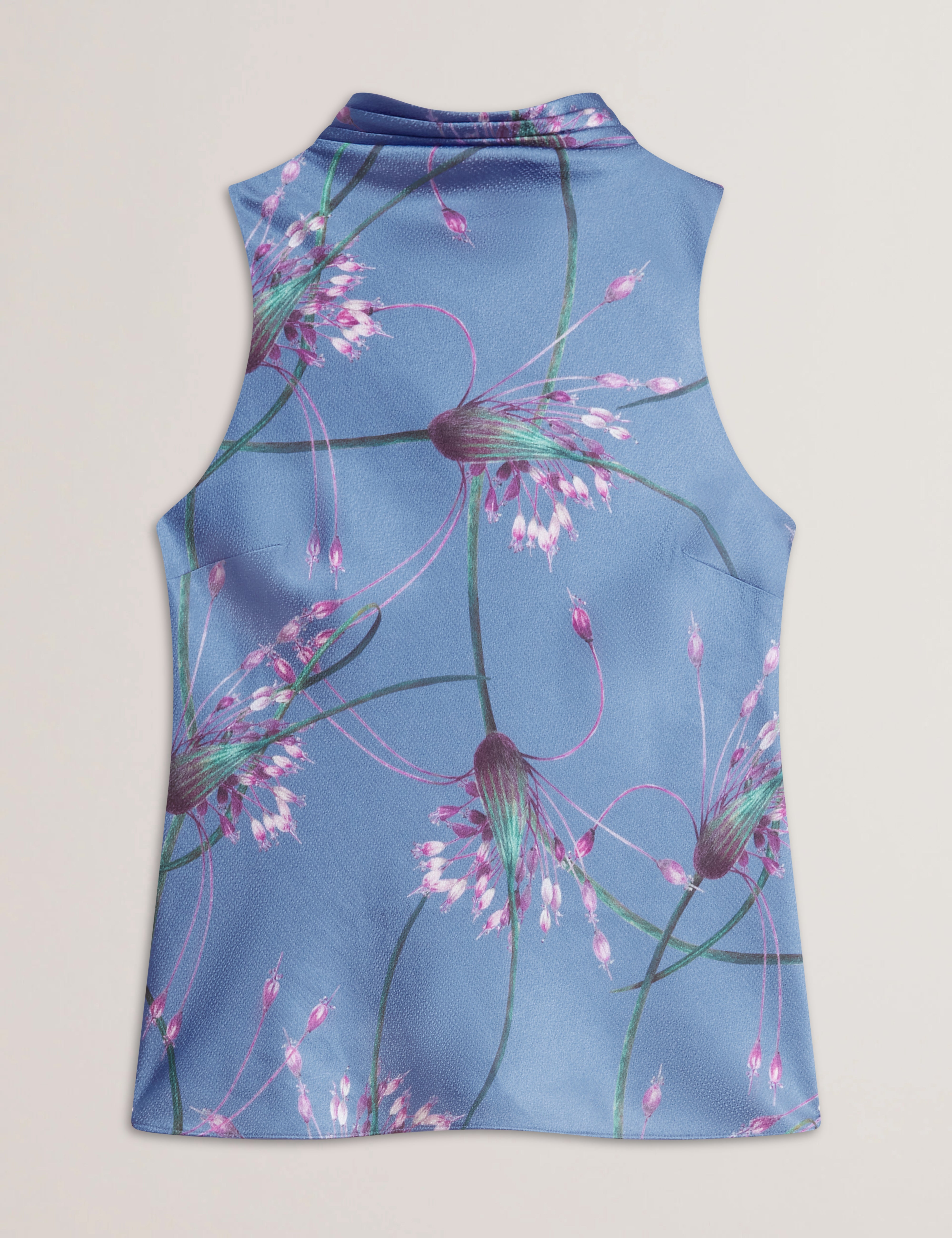 Varosa Printed Sleeveless Cowl Neck Top Lt-Blue