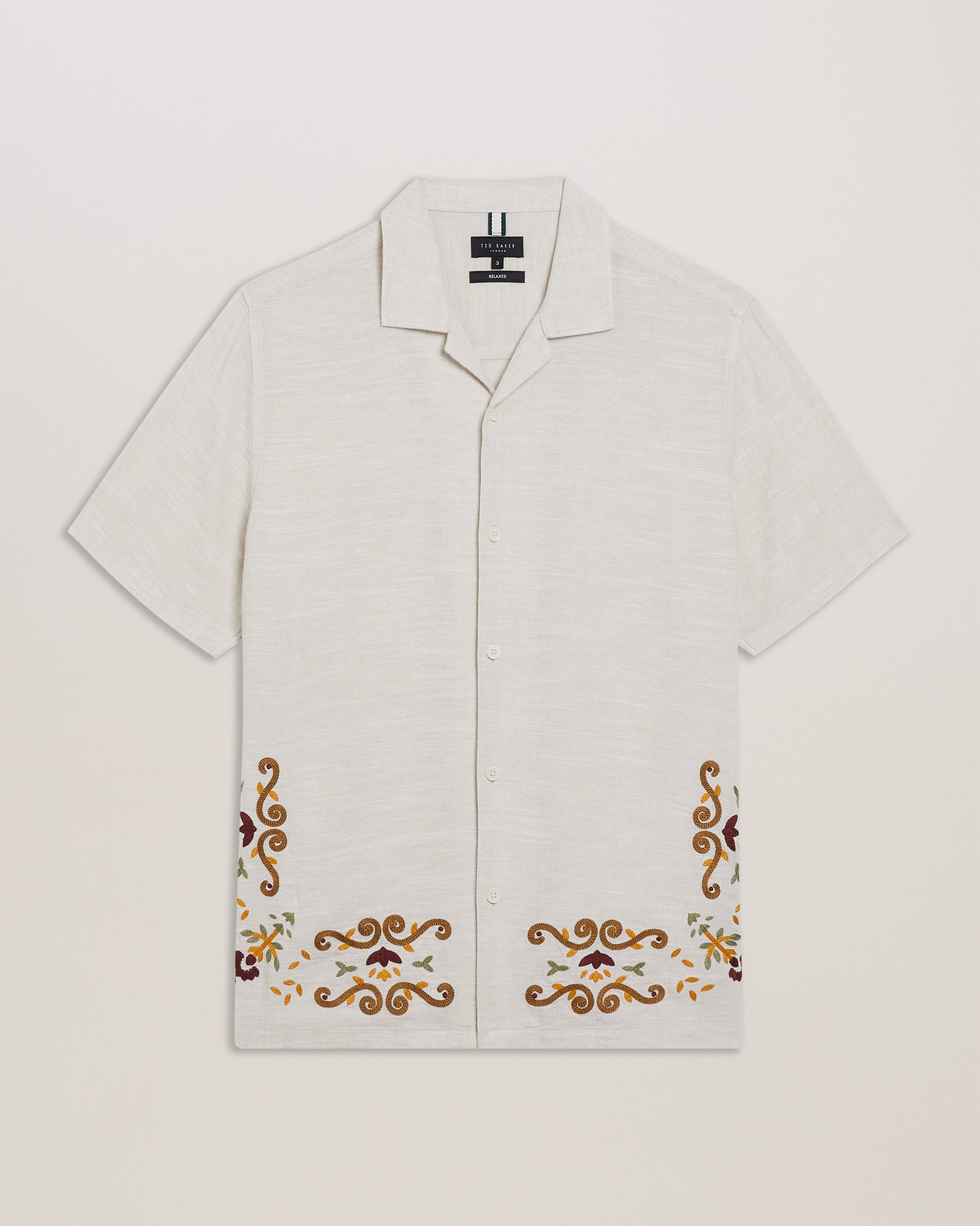 Jermynn Ss Relaxed Placement Embroidered Shirt Ecru