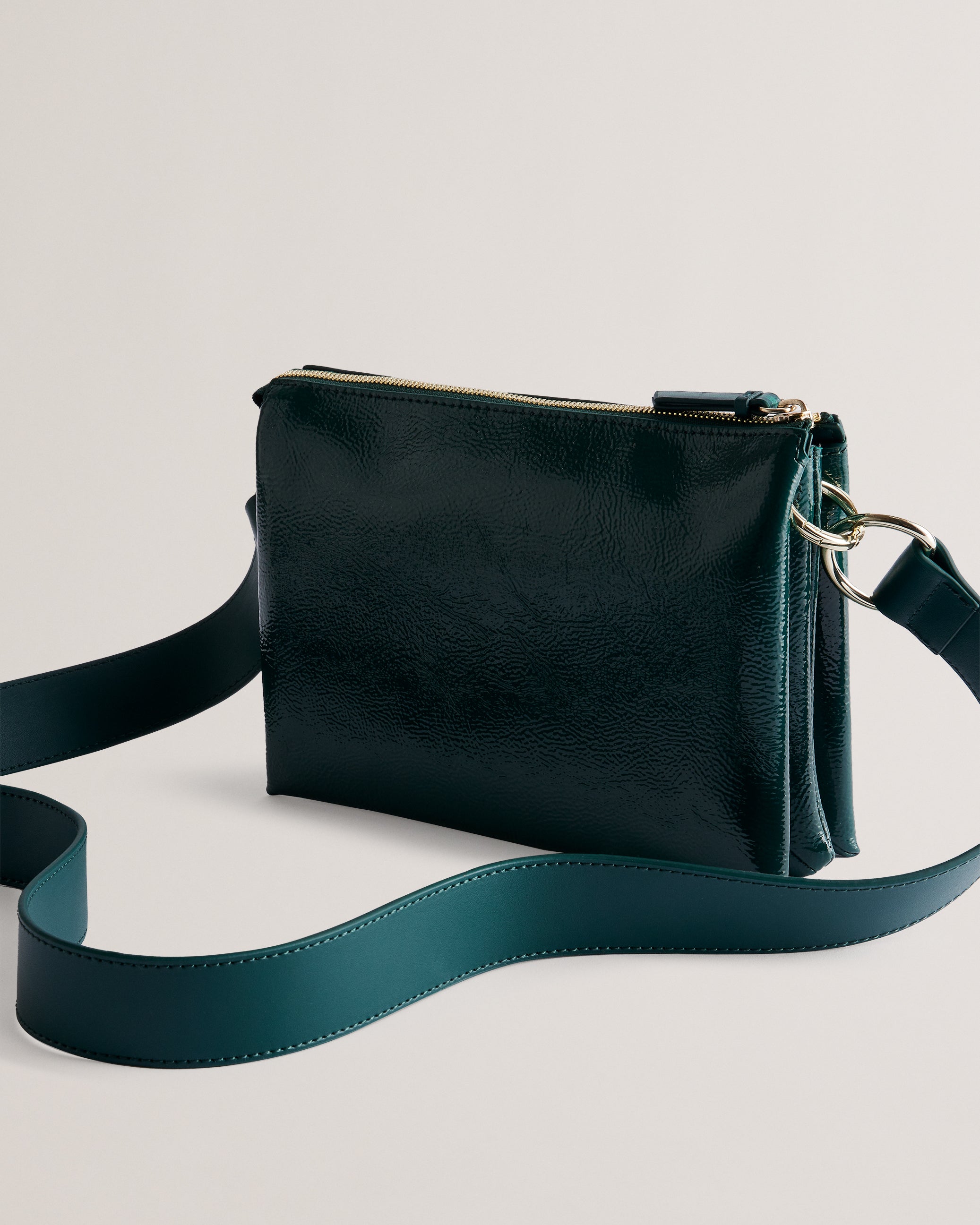 Dawcey Webbing Leather Crinkle Crossbody Bag Mid-Green