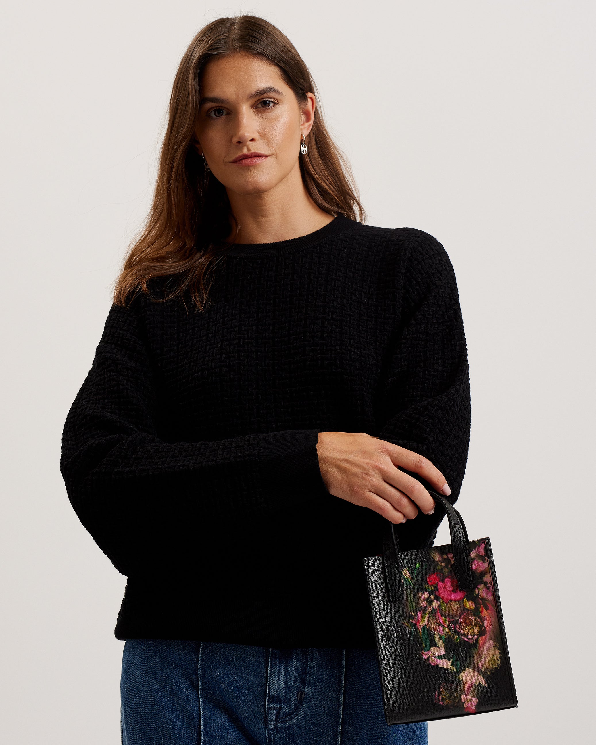 Salliya Printed Floral Mini Icon Bag Black