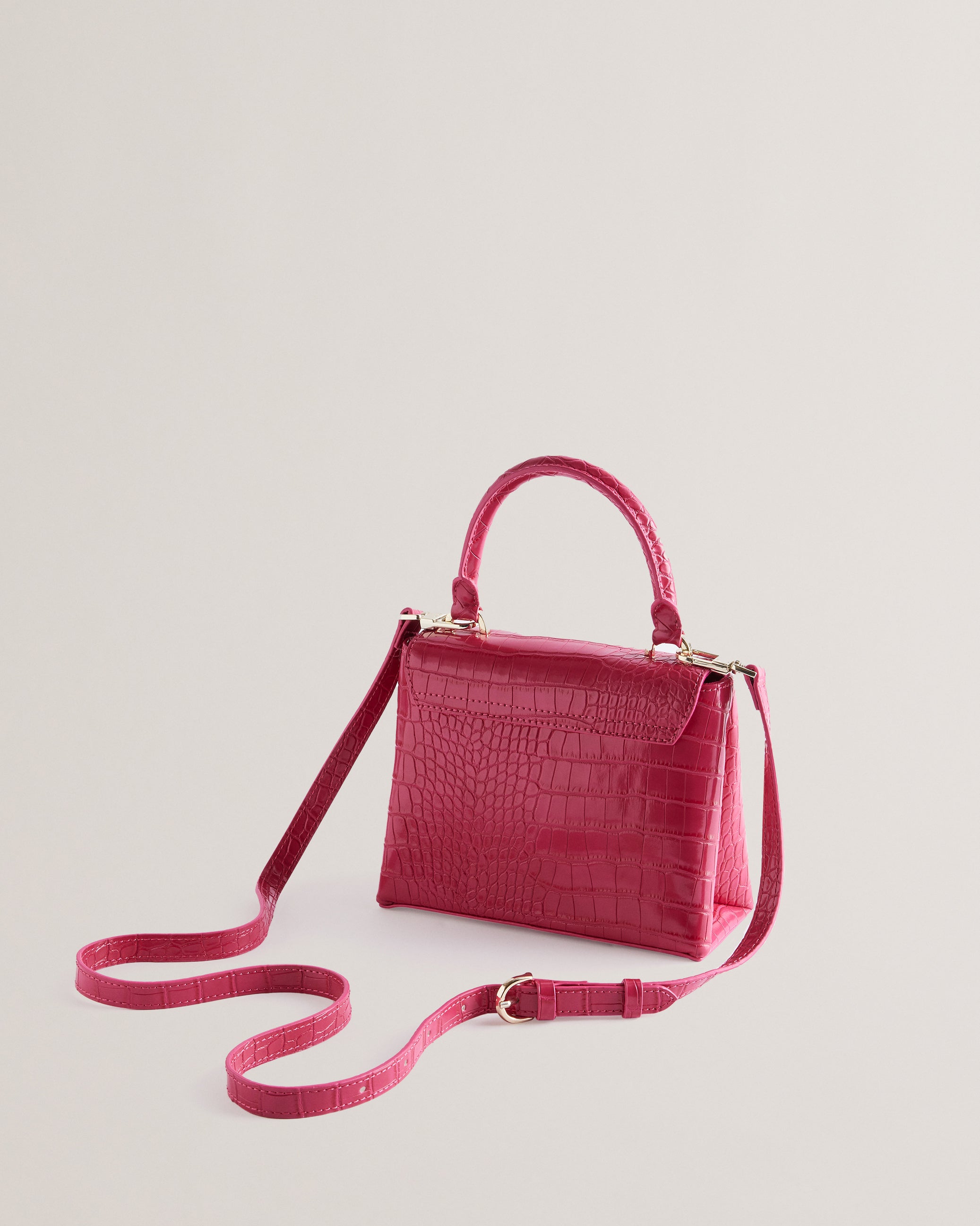 Aynaya Croc Effect Top Handle Small Bag Brt-Pink