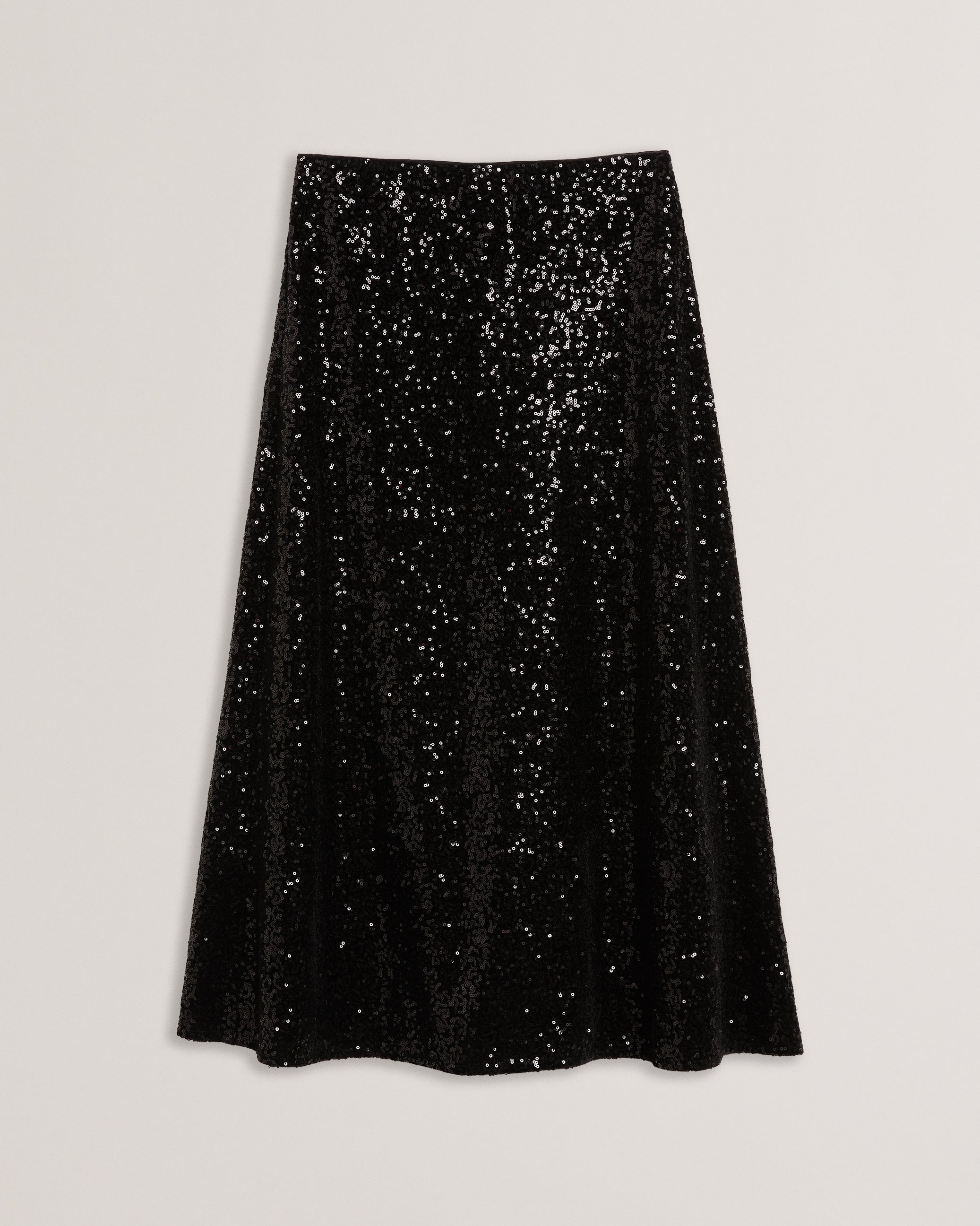 Lusa Sequin Bias Cut Midi Skirt Black