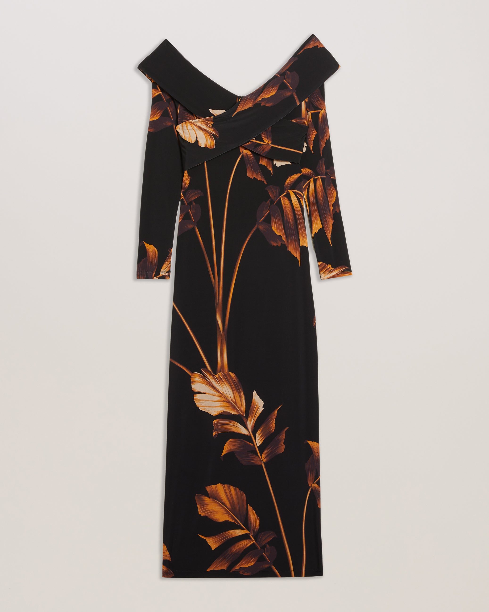 Buy Josefen Bardot Slinky Jersey Bodycon Midi Dress Black For