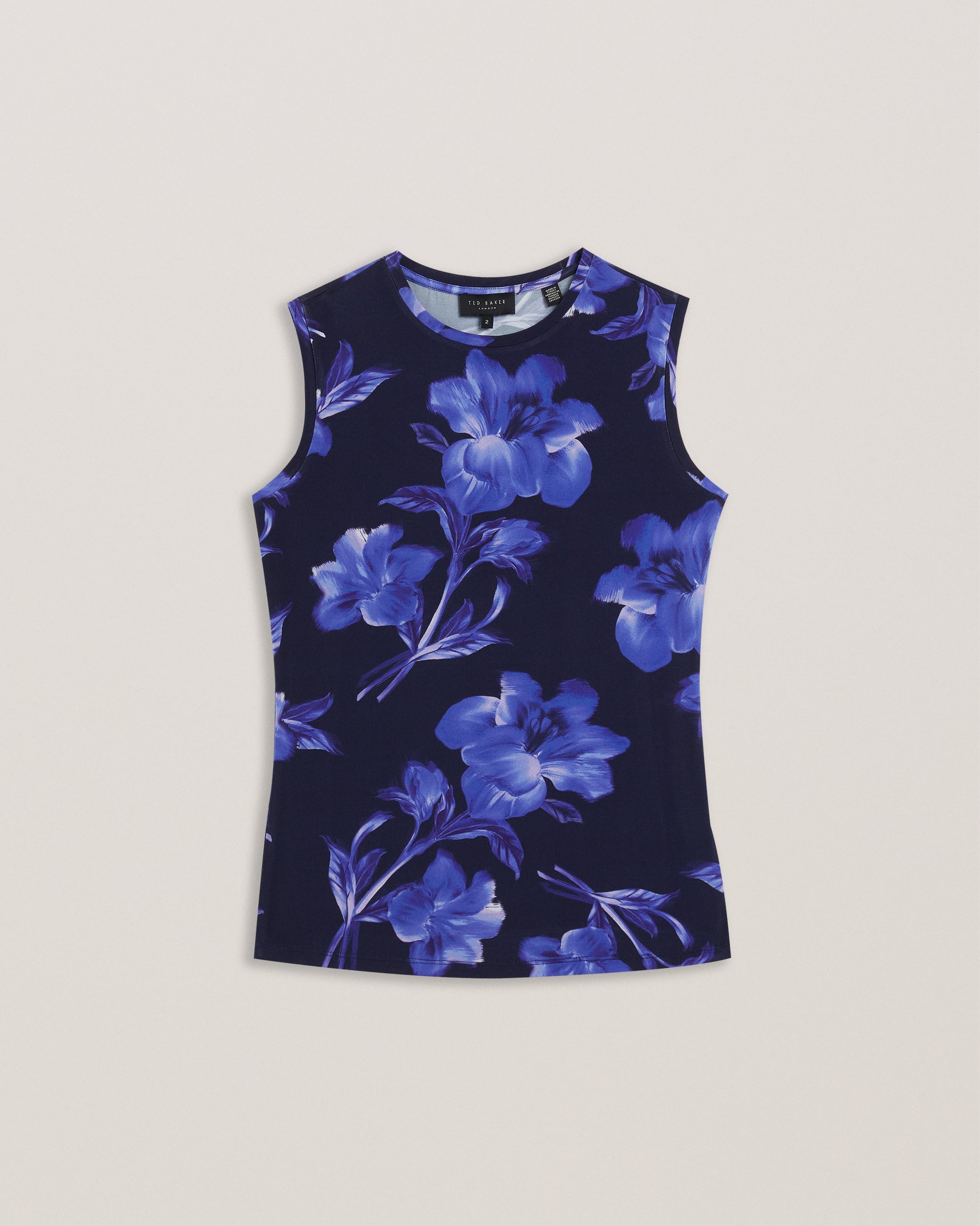 Delanah Sleeveless Printed Jersey Vest Blue