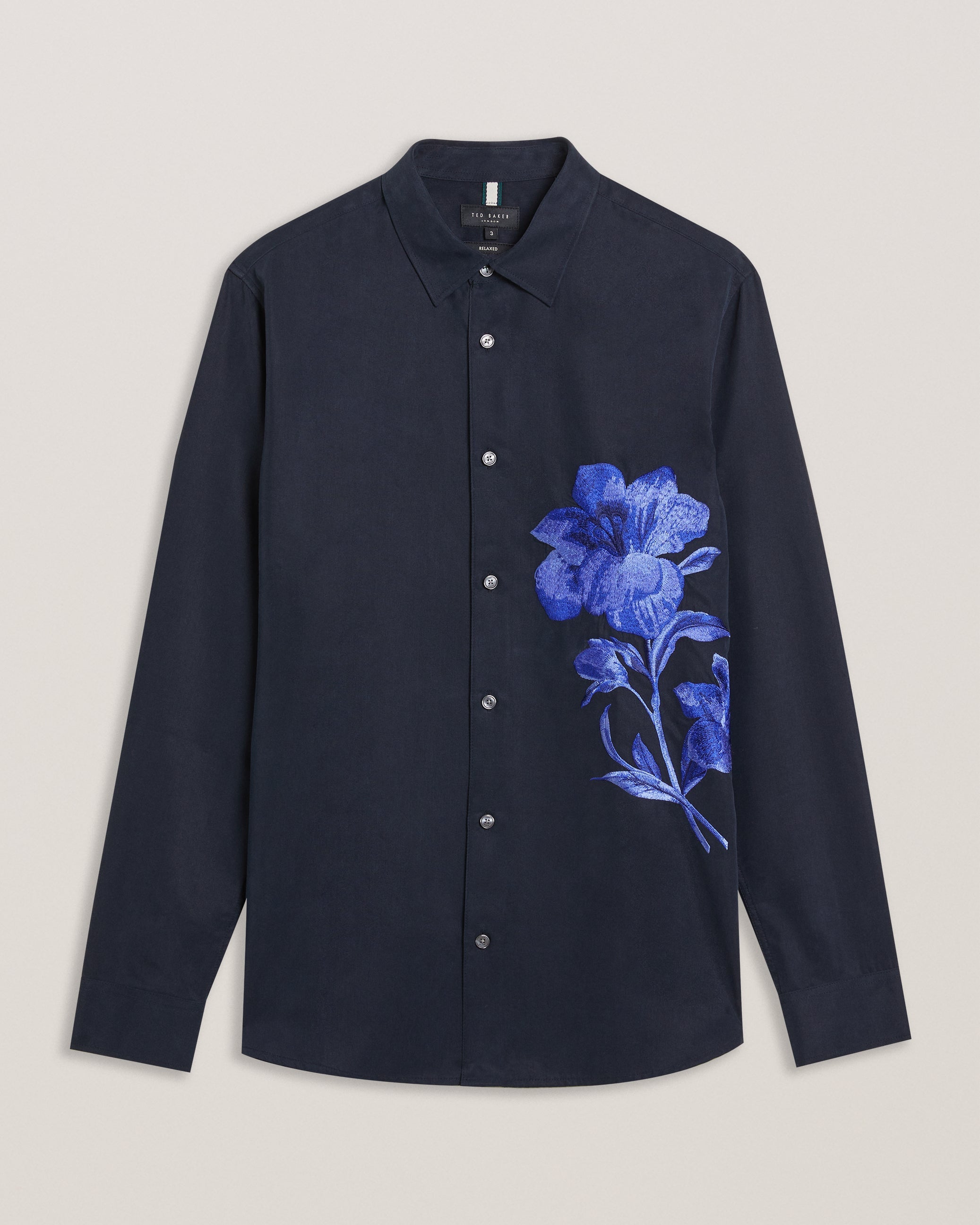 Nessmen Ls Relaxed Fit Embroidered Shirt Navy