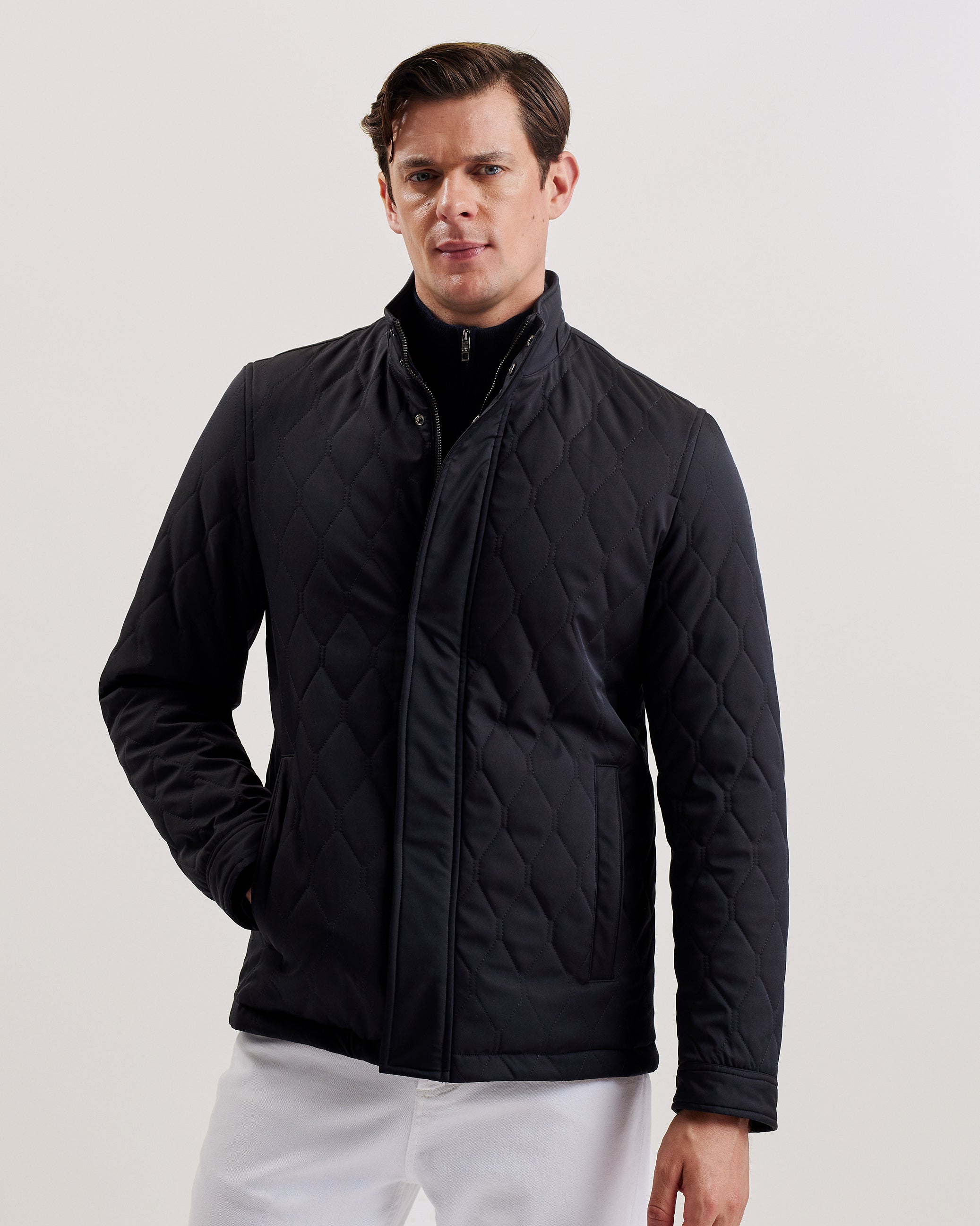 Zampa Quilted Funnel Jacket Navy