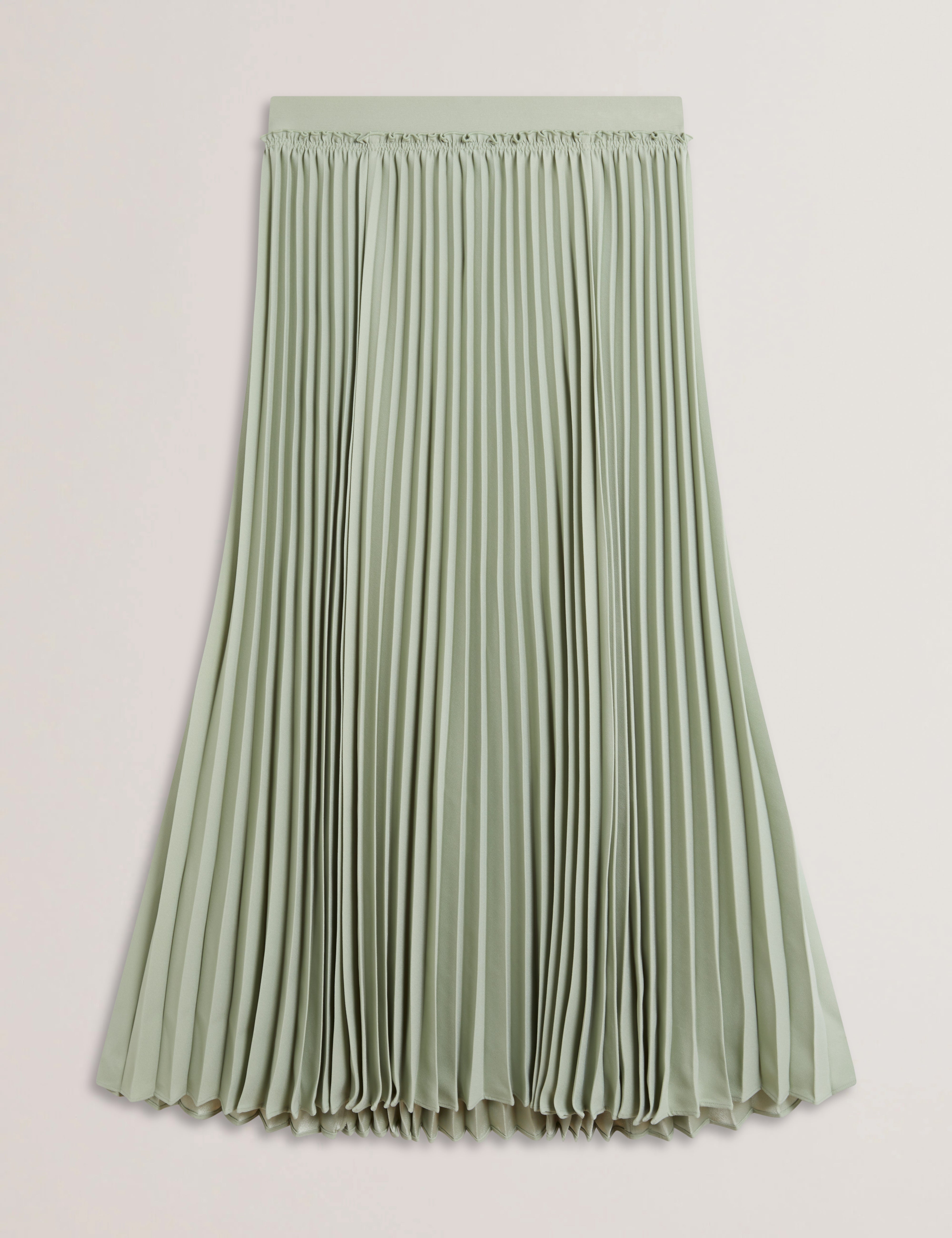 Siko Pleated Midi Elasticated Waistband Skirt Lt-Green